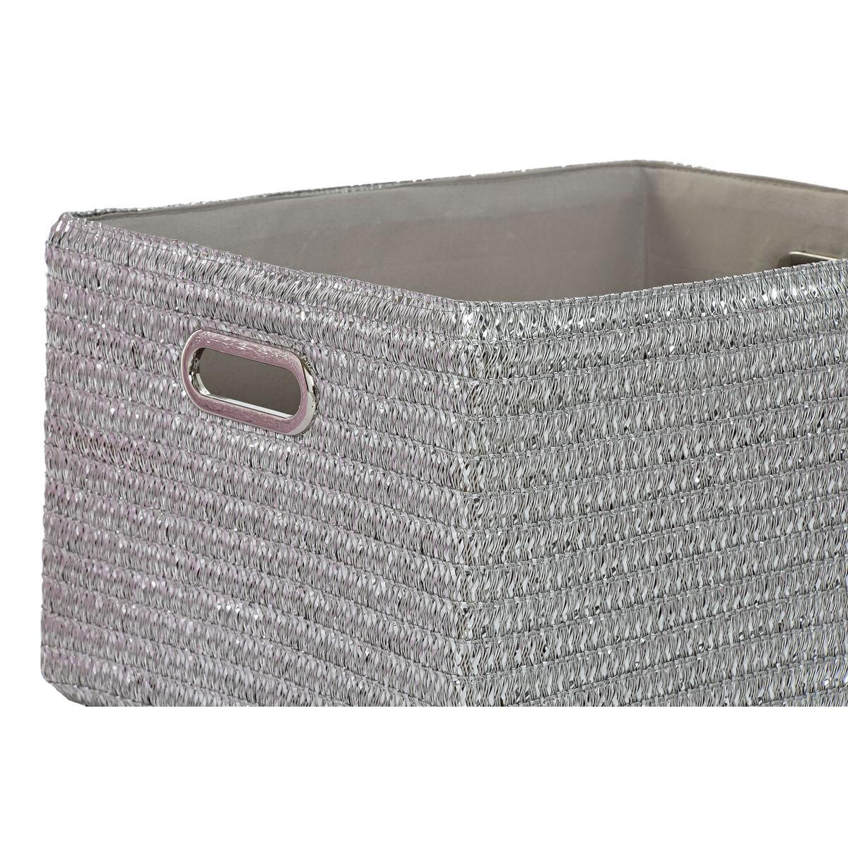 Cesta Multiusos DKD Home Decor Rosa Plateado Polipropileno 44 x 36 x 50 cm 4 Kg 5 Piezas