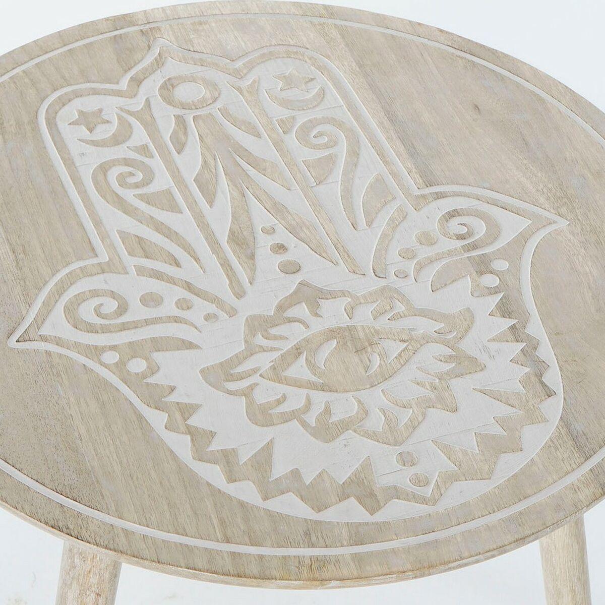 Mesa auxiliar DKD Home Decor Marrón Mandala Madera de mango (50 x 50 x 48 cm)