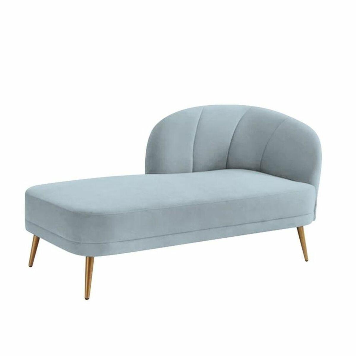 Sofá Chaise Longue DKD Home Decor Azul cielo 160 x 80 x 90 cm Azul Dorado Metal Plástico Pino