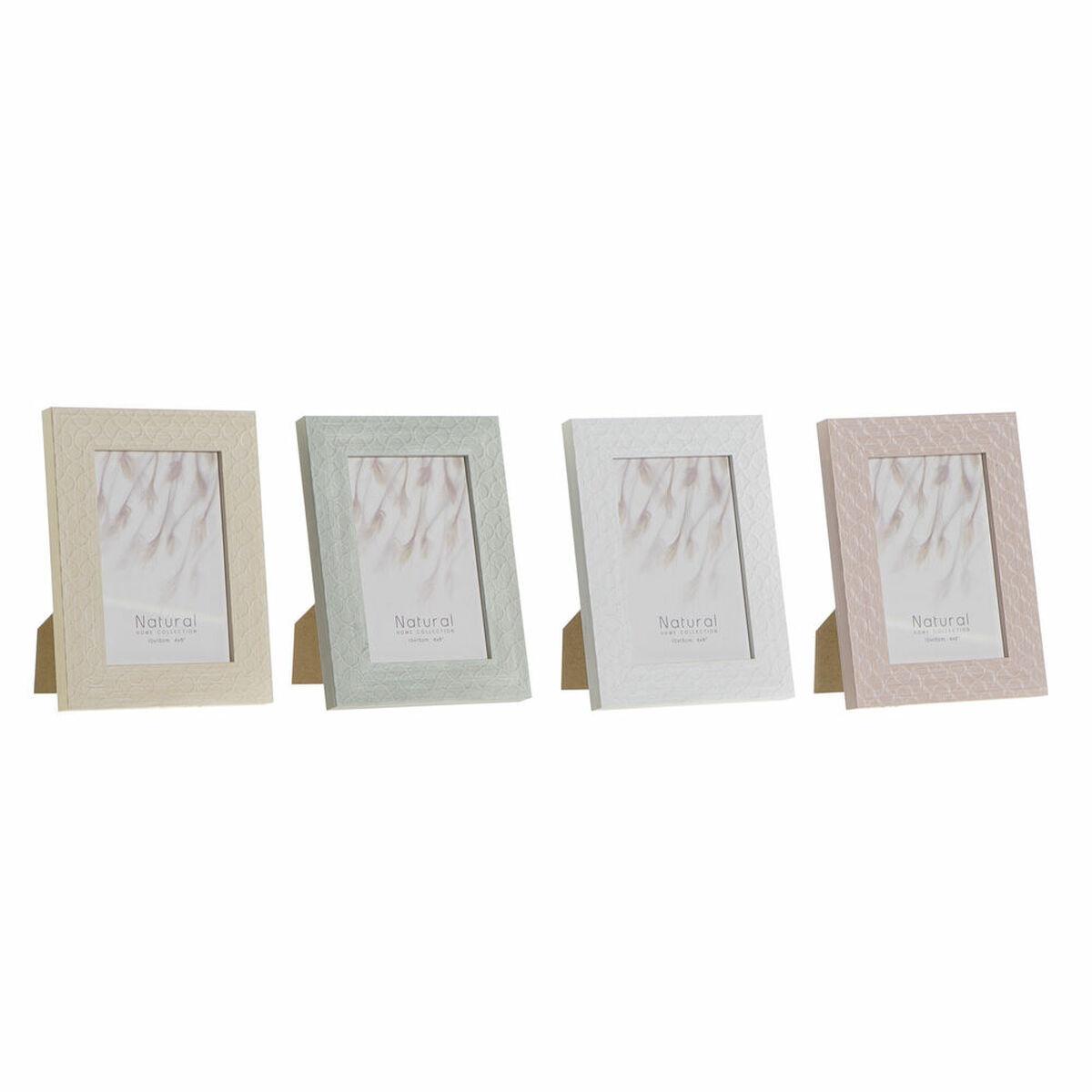 Marco de Fotos DKD Home Decor Urban Cristal Beige Rosa Blanco Verde PS (14,5 x 2 x 19,5 cm) (4 Unidades)