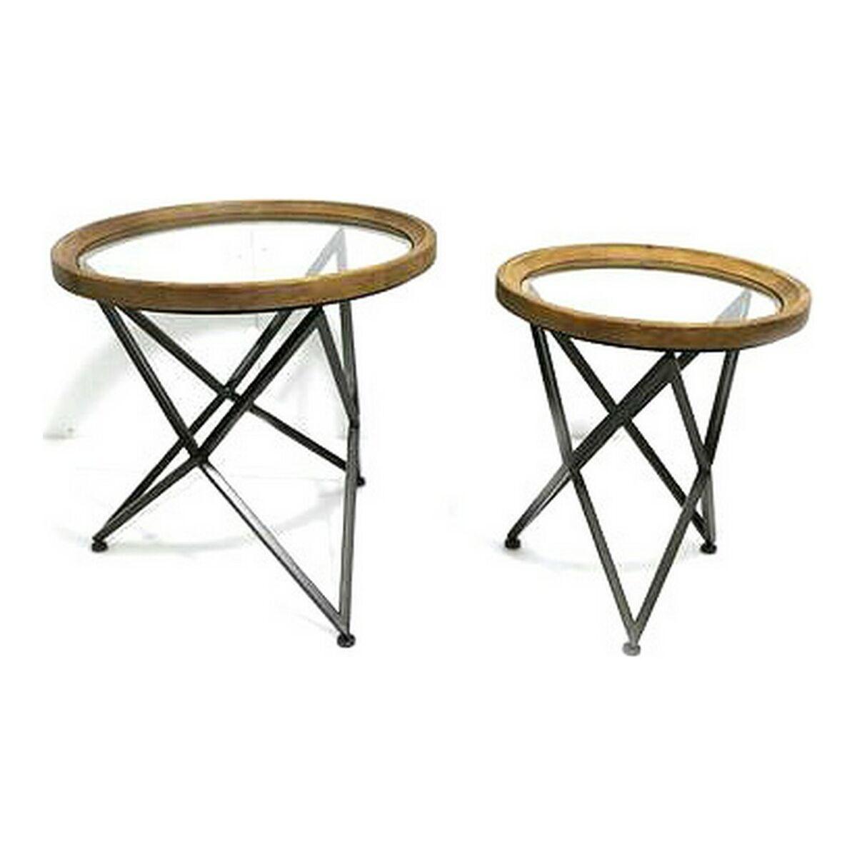 Juego de 2 mesas DKD Home Decor Negro Natural 65 x 65 x 63 cm