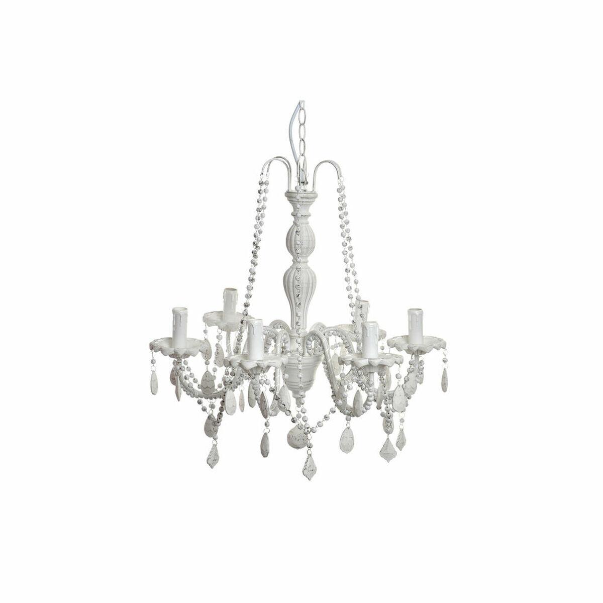 Lámpara de Techo DKD Home Decor Blanco Metal Abeto Plástico 40 W Romántico Decapé 58 x 58 x 56 cm