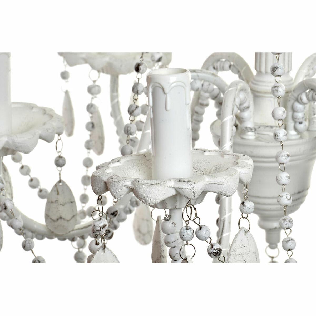 Lámpara de Techo DKD Home Decor Blanco Metal Abeto Plástico 40 W Romántico Decapé 58 x 58 x 56 cm