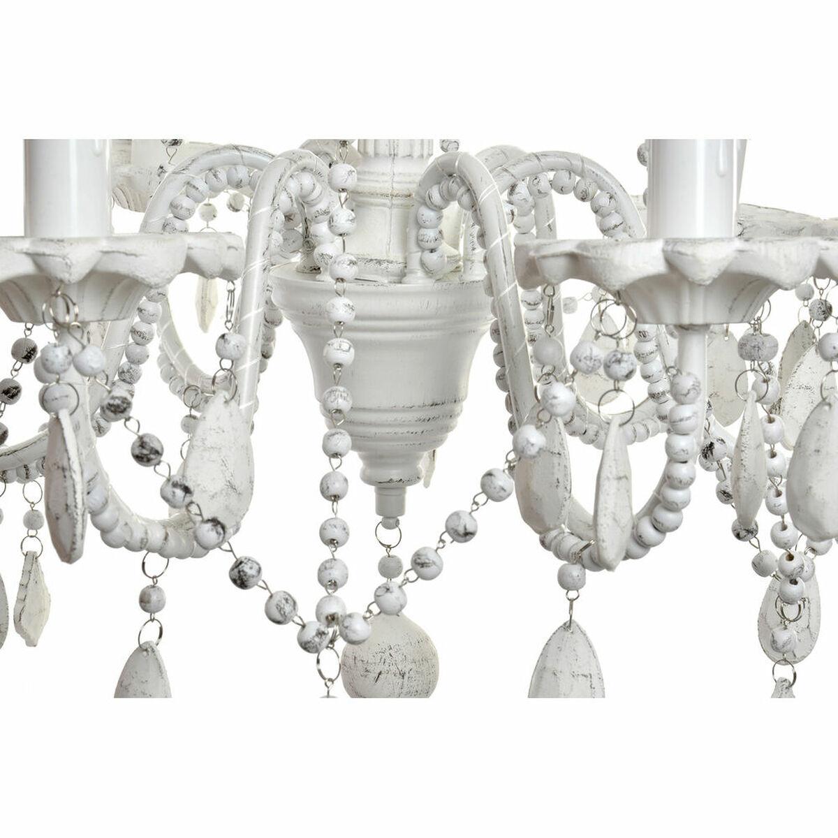 Lámpara de Techo DKD Home Decor Blanco Metal Abeto Plástico 40 W Romántico Decapé 58 x 58 x 56 cm