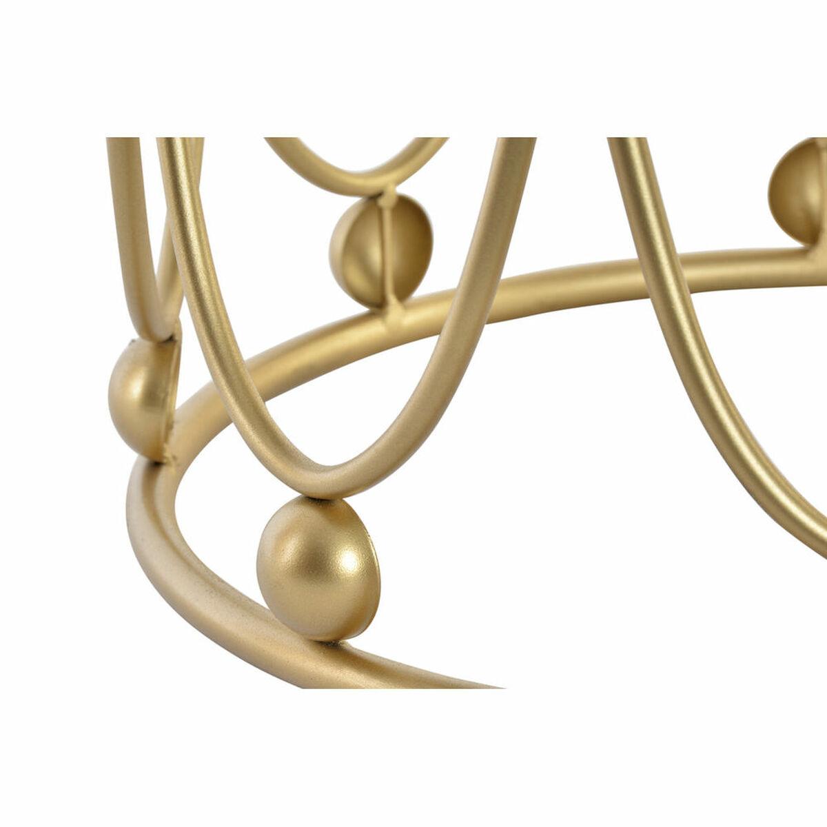 Reposapiés DKD Home Decor Dorado Metal Poliéster Terciopelo Blanco (40 x 40 x 46 cm)
