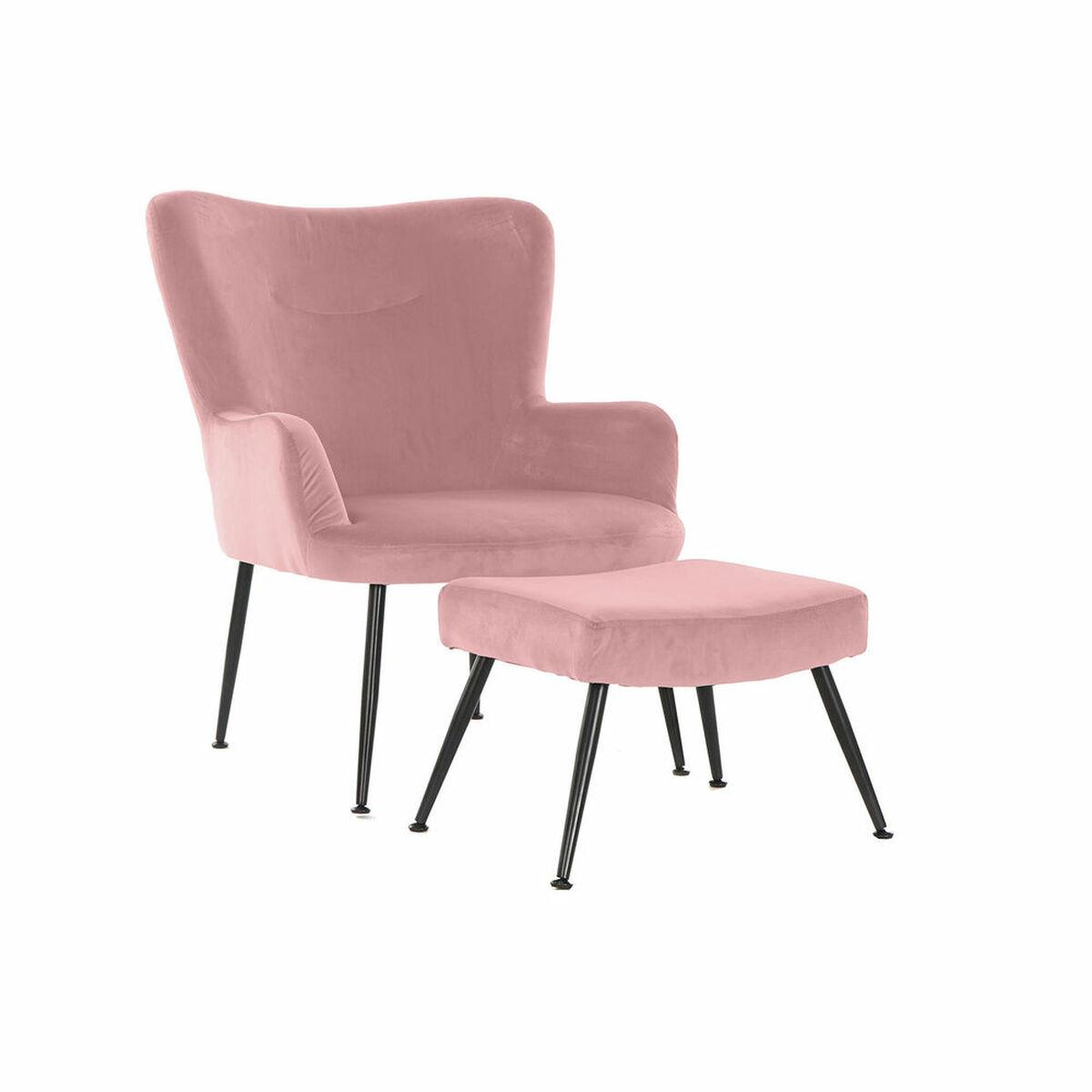 Sillón DKD Home Decor Negro Rosa 70 x 60 x 84 cm