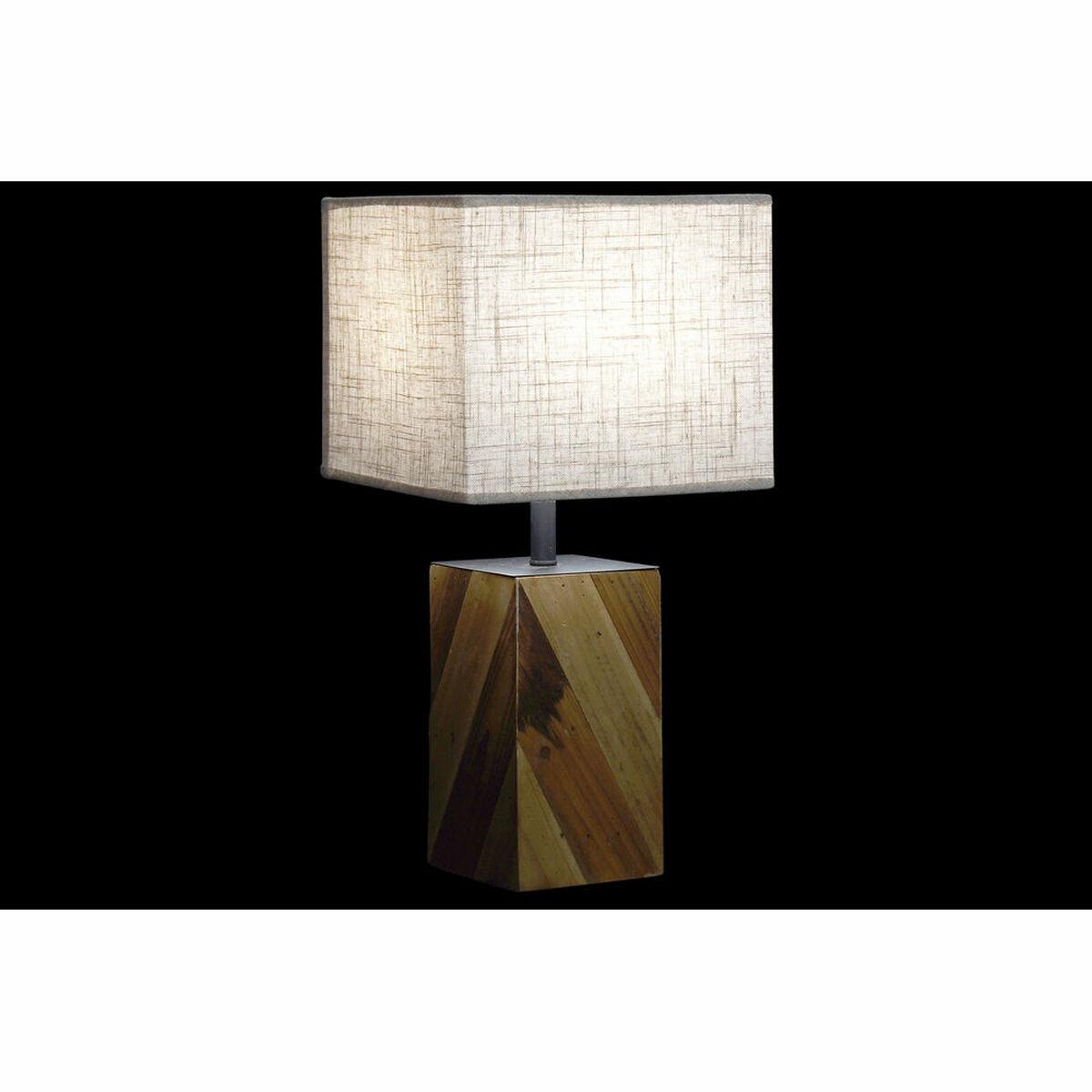 Lámpara de mesa DKD Home Decor 25,5 x 25,05 x 52 cm Abeto Natural Beige Metal Crema 220 V 60 W 25 x 25 x 21 cm (2 Unidades)