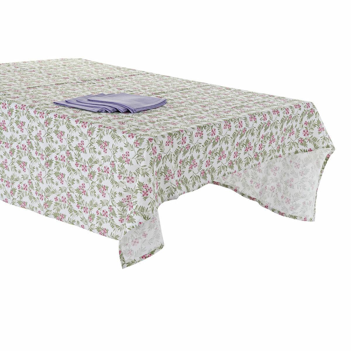 Mantel y servilletas DKD Home Decor Blanco Verde 150 x 150 x 0,5 cm