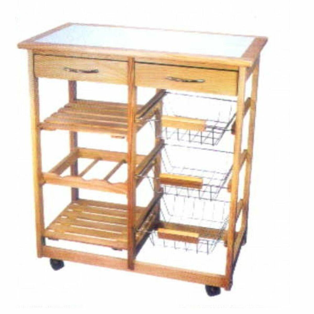 Carrito Verdulero DKD Home Decor Blanco Natural Metal Pino Madera MDF 67 x 37 x 76 cm