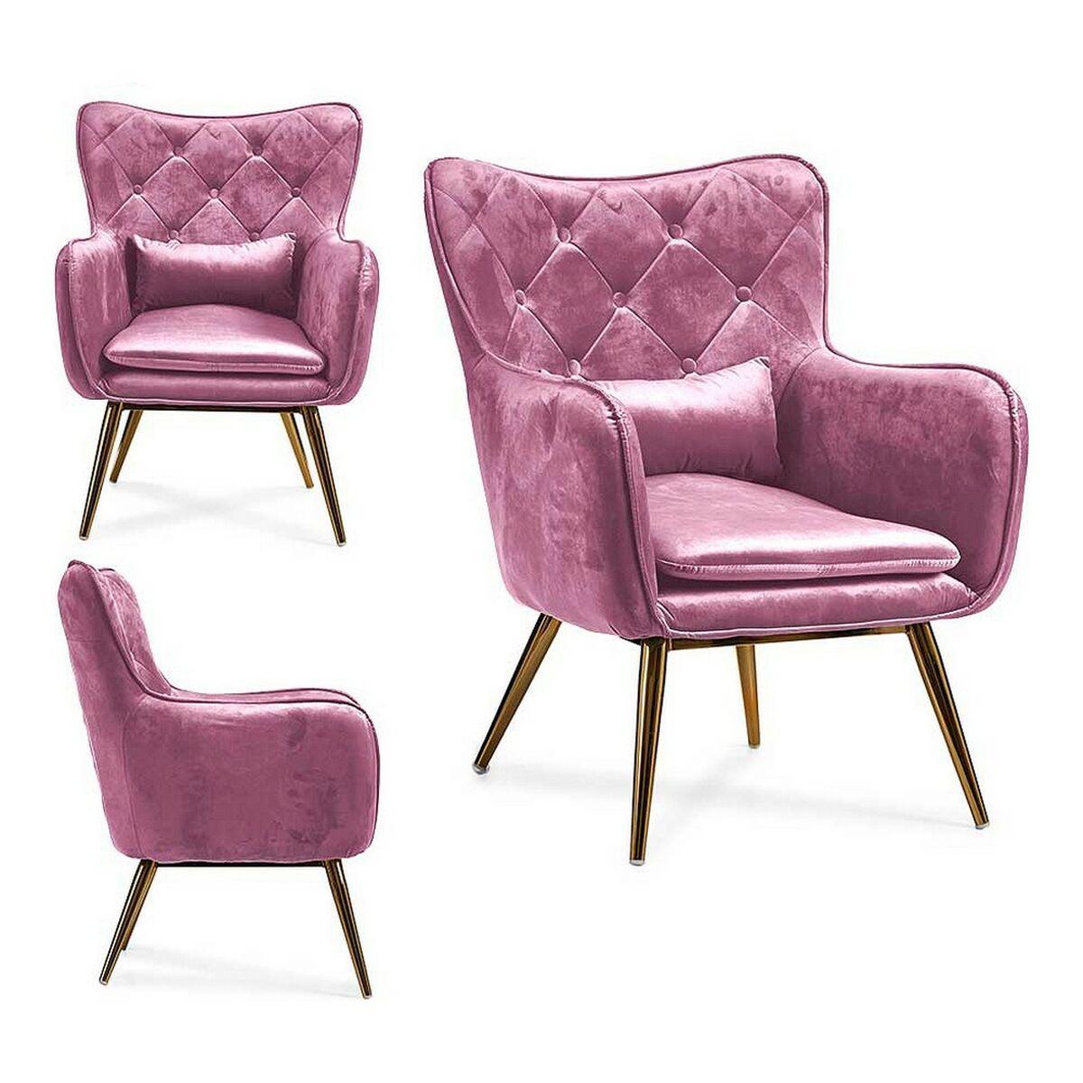 Sillón Rosa Terciopelo (68 x 92 x 70 cm)