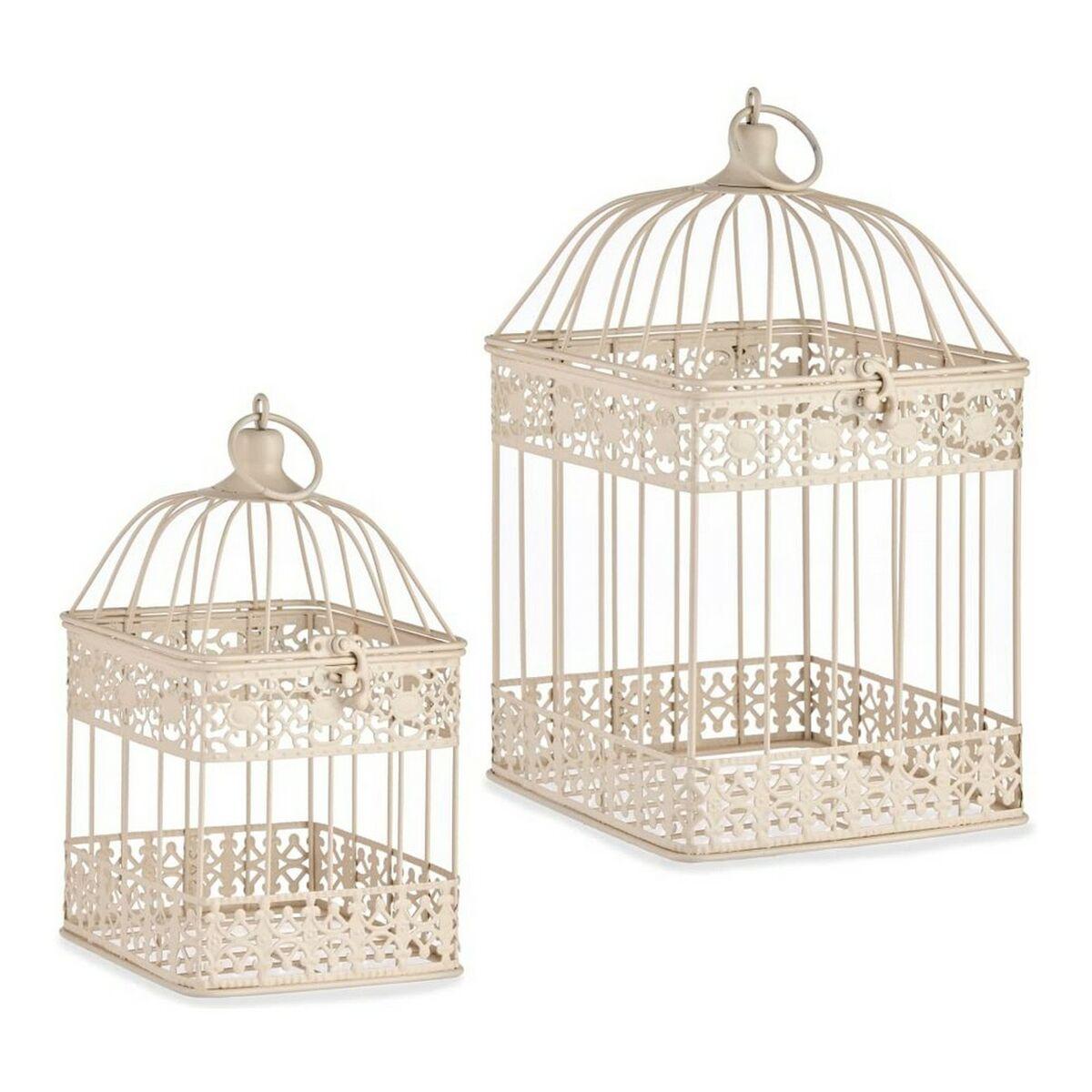 Jaula 80954 Cuadrada Metal Crema (18 x 35,5 x 18 cm) (2 pcs)