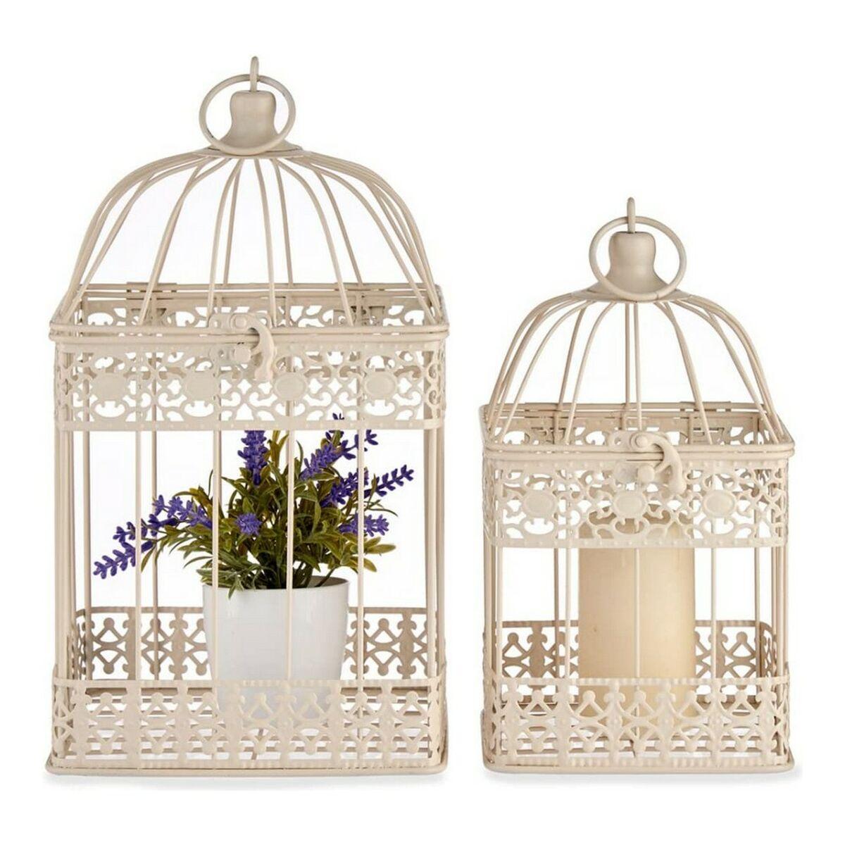 Jaula 80954 Cuadrada Metal Crema (18 x 35,5 x 18 cm) (2 pcs)