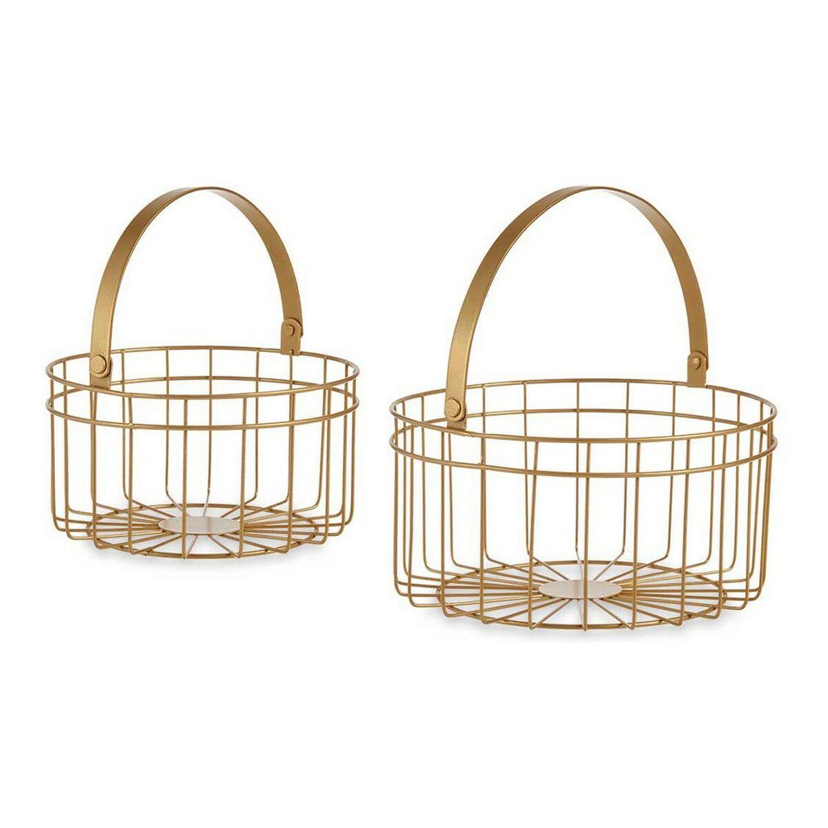 Cesta Multiusos Gift Decor JY19150G Oro Dorado Metal 25 x 27 x 25 cm 2 Piezas