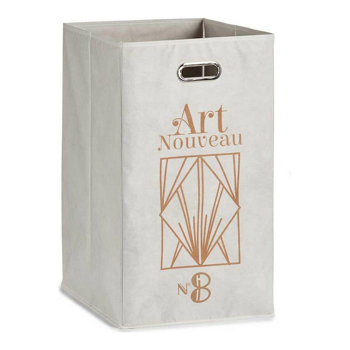 Cesta Multiusos Berilo Art Nouveau Blanco Dorado Cartón 60 L 35 x 57 x 35 cm Plegable