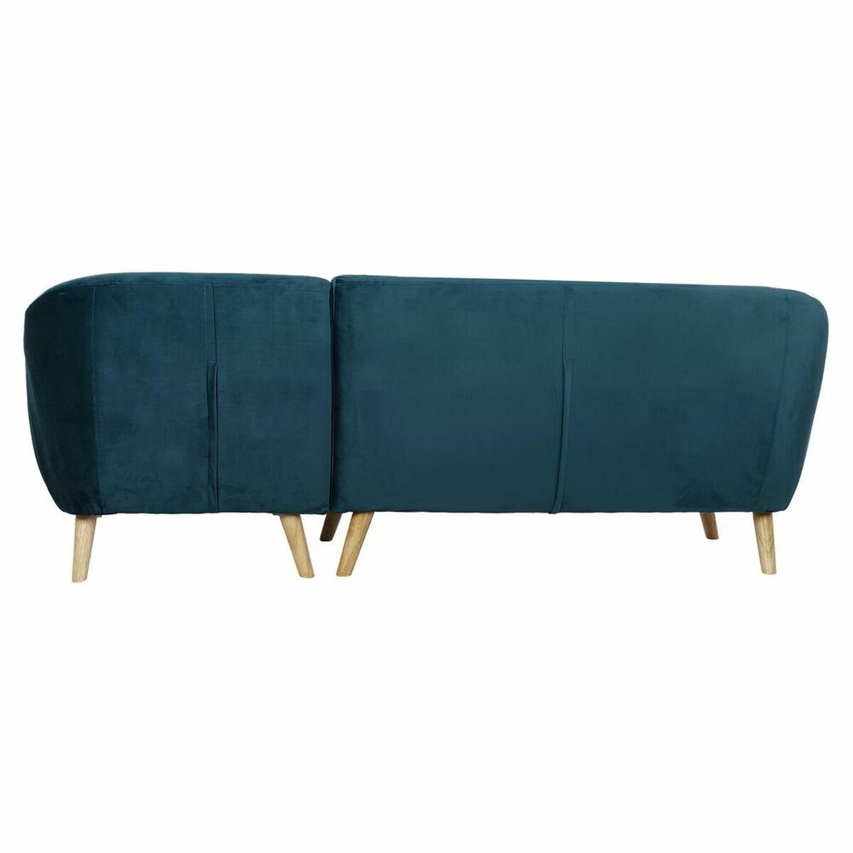 Sofá Chaise Longue DKD Home Decor Turquesa Natural Poliéster Madera de caucho Plástico 81 cm 230 x 144 x 84 cm