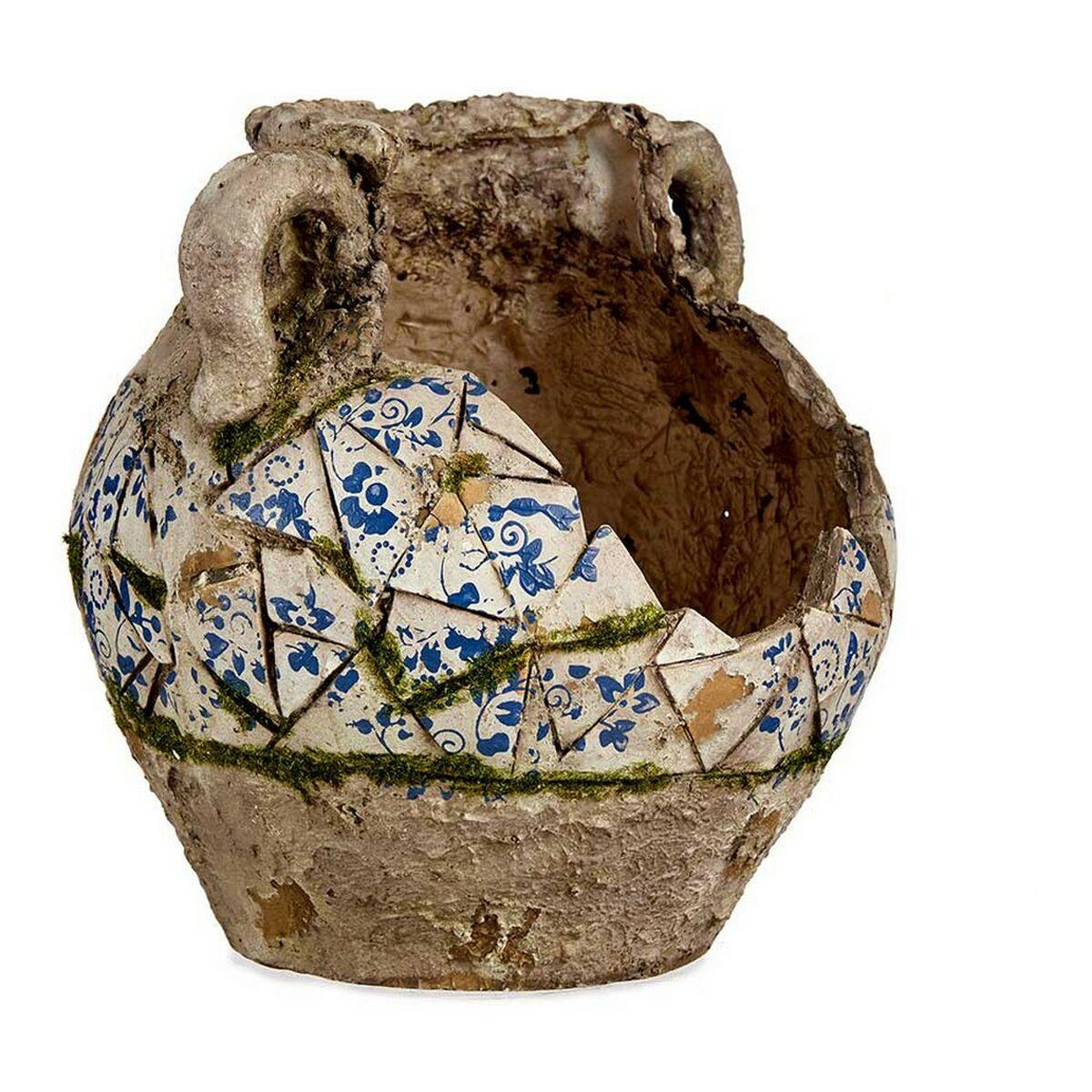Jarrón Gris Azul Blanco Poliresina