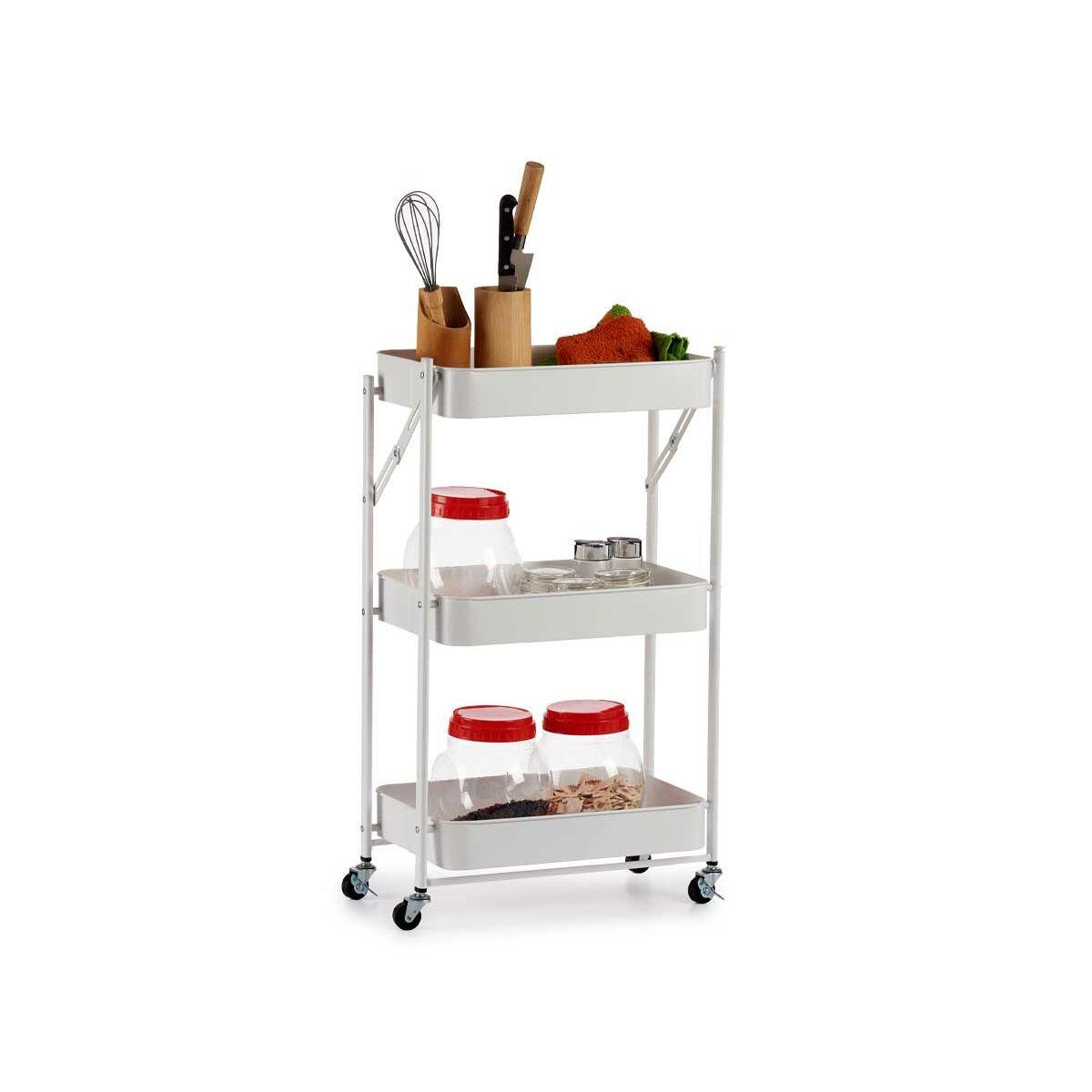 Carrito Verdulero Acero Blanco Plástico (29,5 x 78,5 x 45,5 cm)