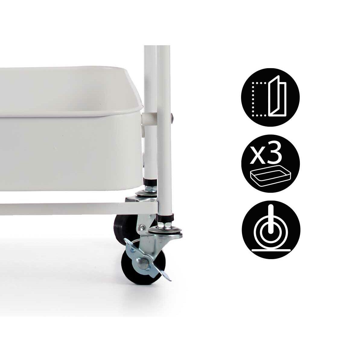 Carrito Verdulero Acero Blanco Plástico (29,5 x 78,5 x 45,5 cm)
