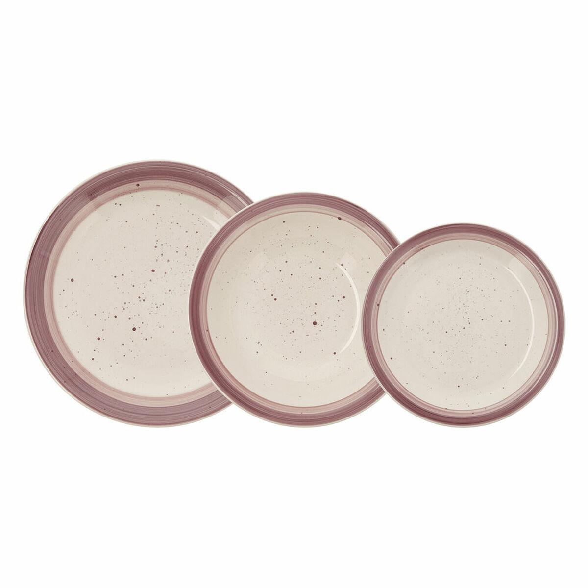 Quid Vajilla Quid Allegra Peoni Rosa Blanco Ceramica 18 Piezas