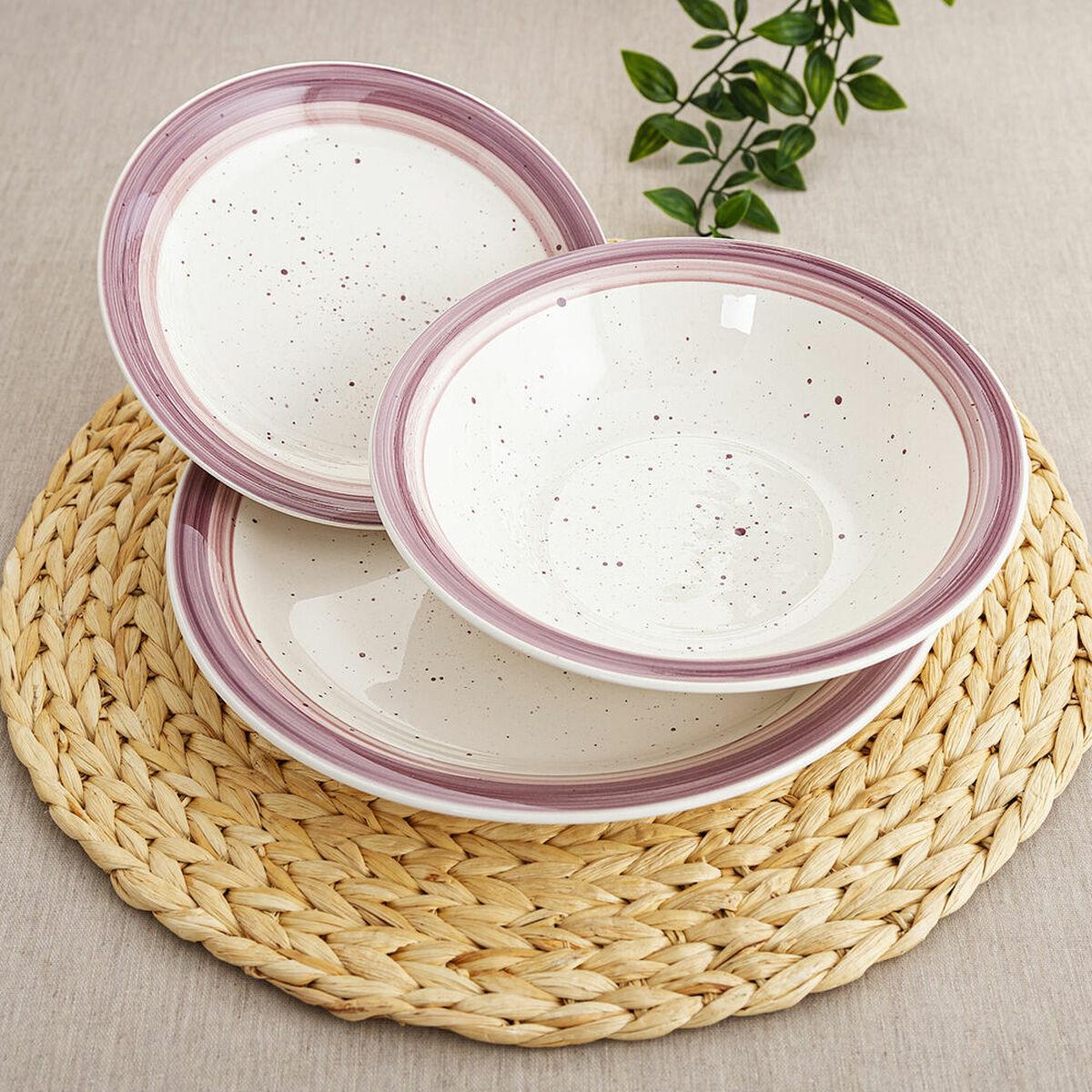 Vajilla Quid Allegra Peoni Rosa Blanco Cerámica (18 Piezas)