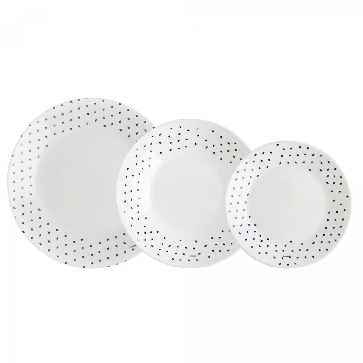 Vajilla Arcopal Alissa Azul Blanco Multicolor Vidrio 18 Piezas