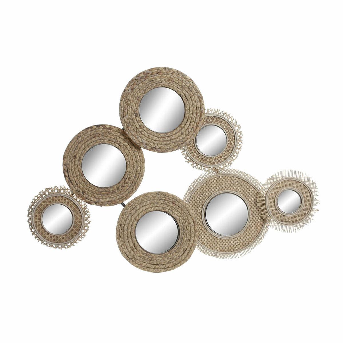 Espejo de pared DKD Home Decor Natural Círculos Bali 98 x 6 x 68 cm
