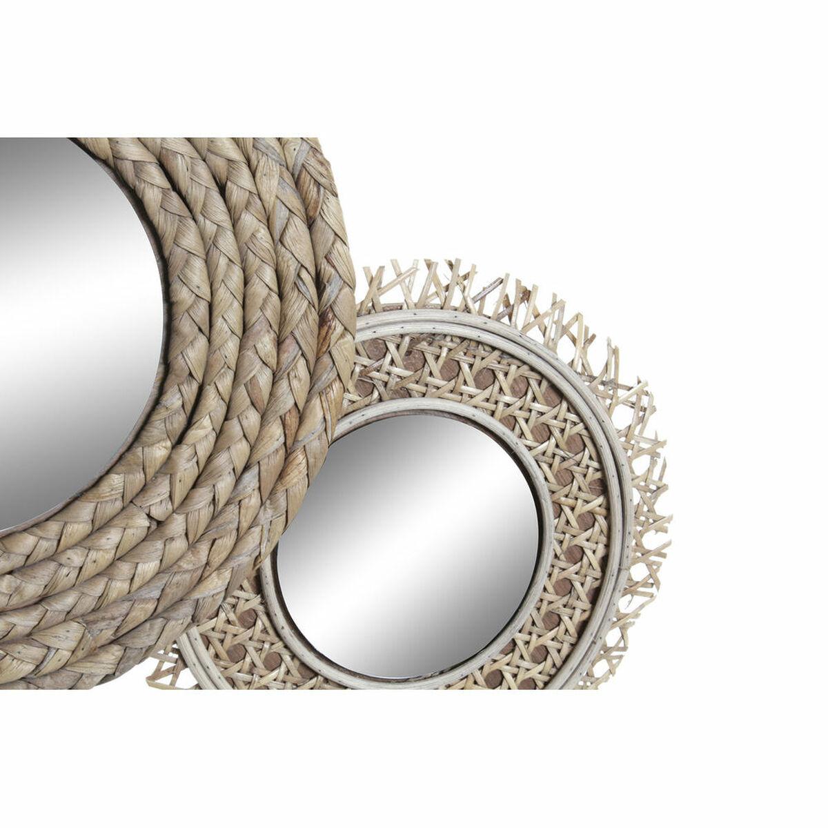 Espejo de pared DKD Home Decor Natural Círculos Bali 98 x 6 x 68 cm
