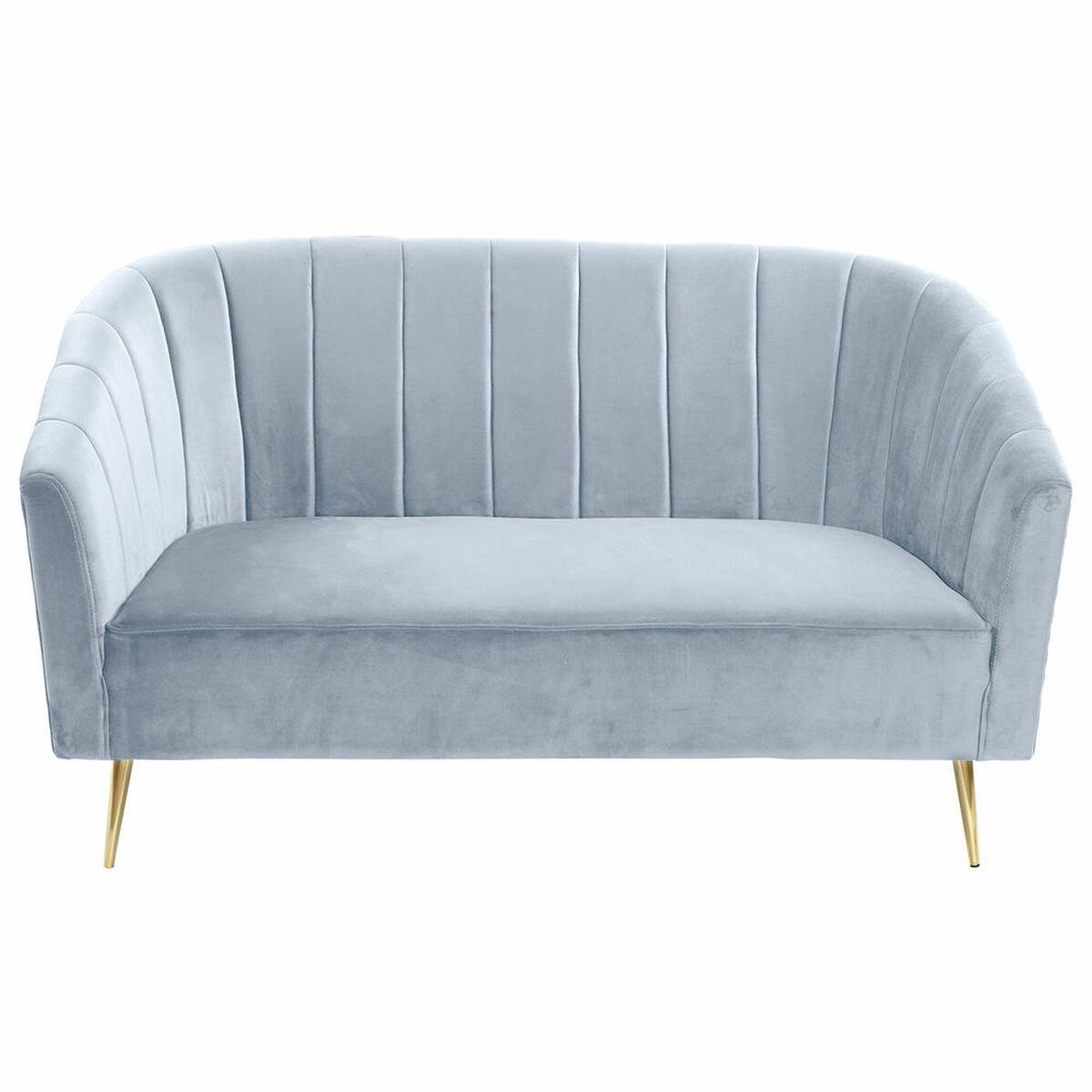 Sofá DKD Home Decor Dorado Azul cielo Metal Esponja Madera MDF Moderno Sixties 140 x 77 x 81 cm