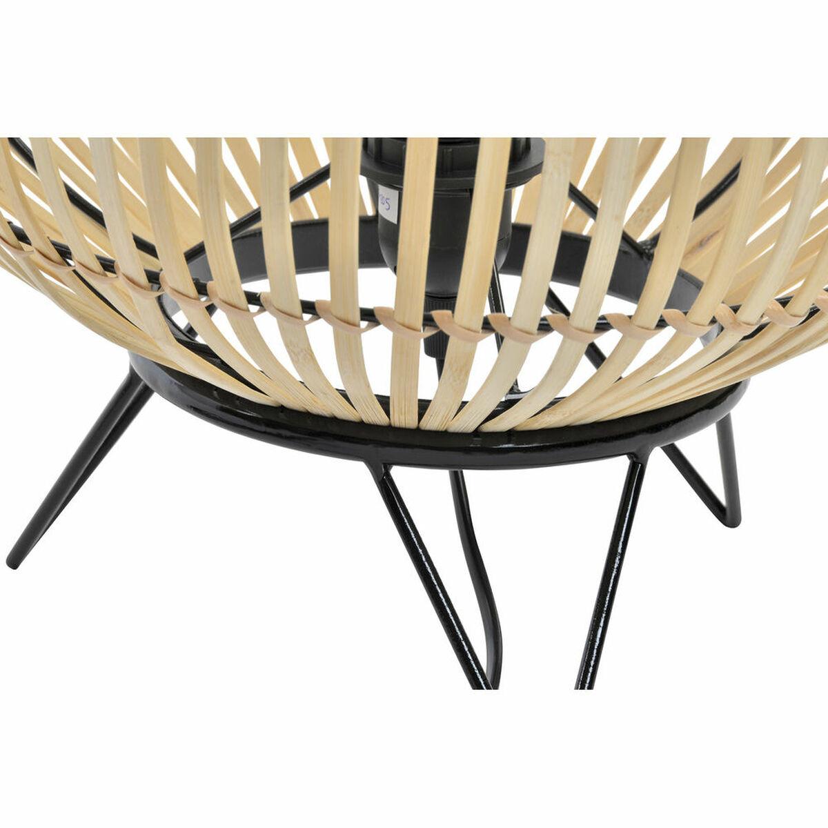 Lámpara de mesa DKD Home Decor Negro Metal Marrón Bambú (36 x 36 x 37 cm)