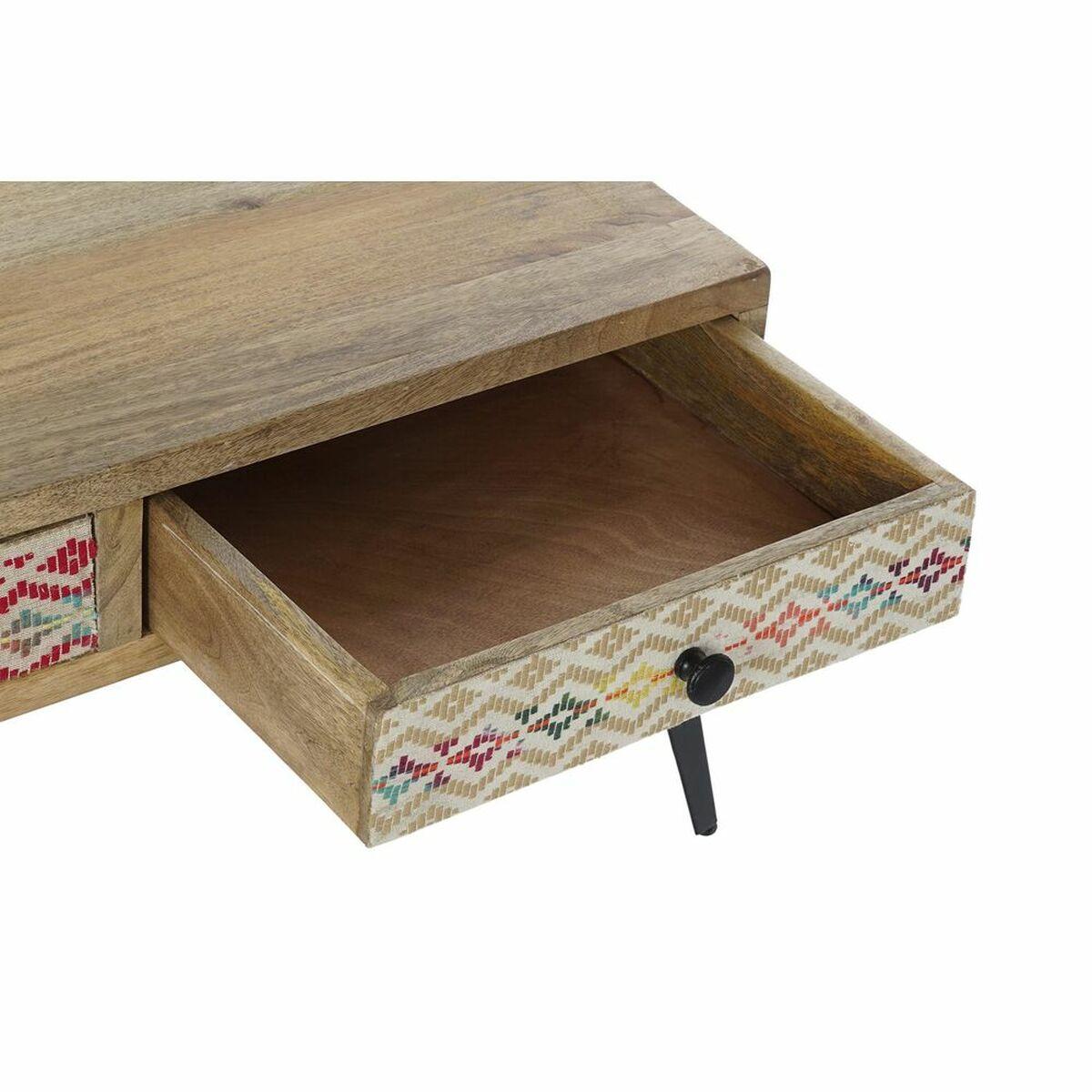 Mesa auxiliar DKD Home Decor 110 x 70 x 46 cm Negro Metal Marrón Multicolor Madera de mango