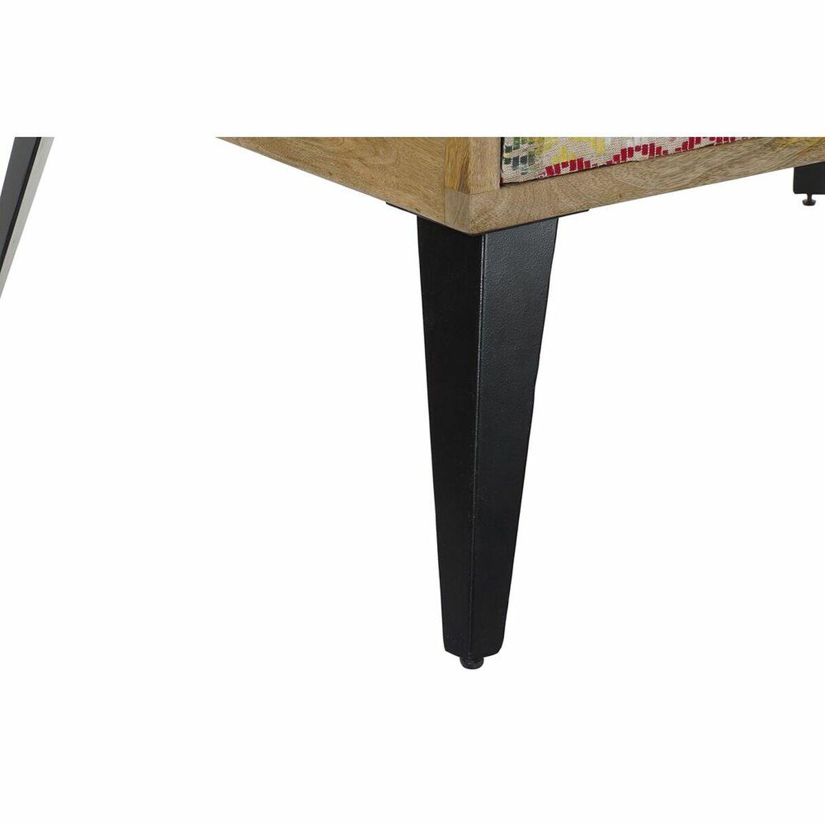 Mesa auxiliar DKD Home Decor 110 x 70 x 46 cm Negro Metal Marrón Multicolor Madera de mango