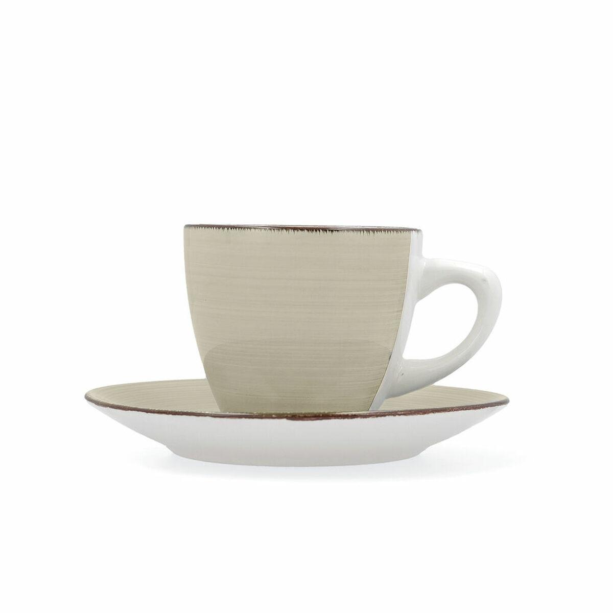 Juego de Tazas con Platos Quid Vita Morning Cerámica Beige (22 cl) (4 pcs)
