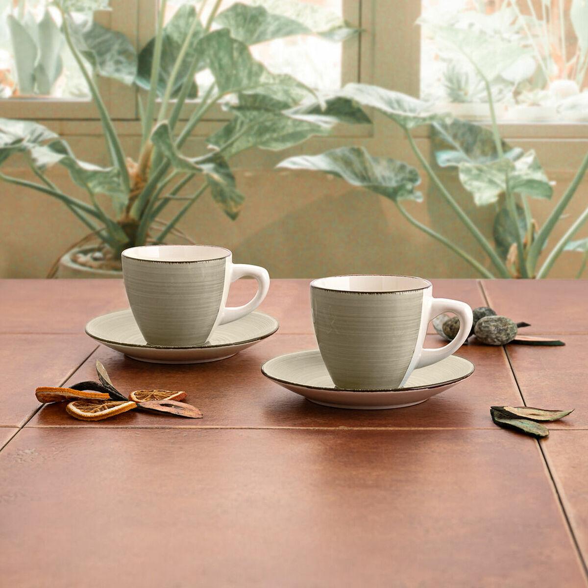 Juego de Tazas con Platos Quid Vita Morning Cerámica Beige (22 cl) (4 pcs)