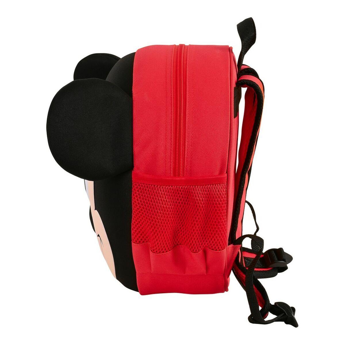 Mochila Infantil 3D Mickey Mouse Clubhouse Rojo Negro (31 x 31 x 10 cm)