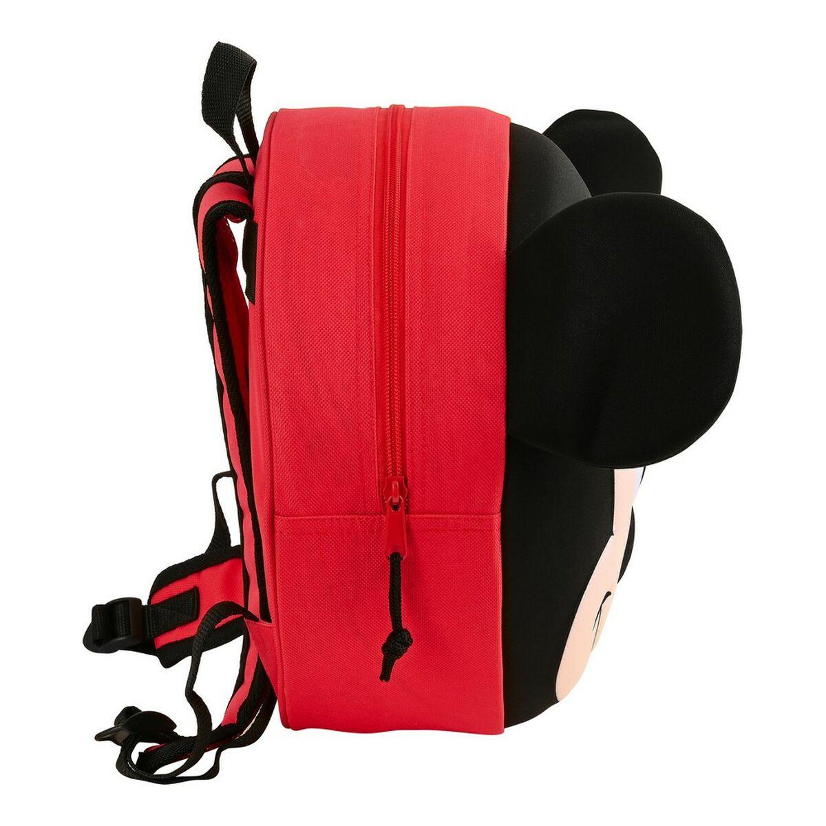 Mochila Infantil 3D Mickey Mouse Clubhouse Rojo Negro (31 x 31 x 10 cm)