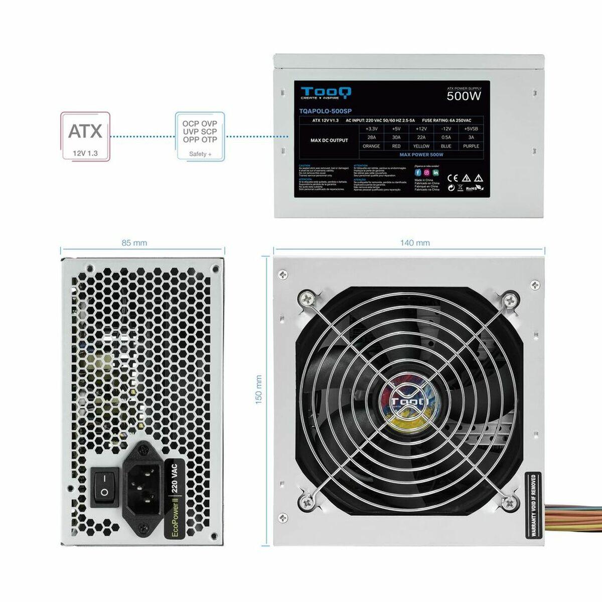 Fuente de Alimentación TooQ TQAPOLO-500SP 500 W ATX 500W