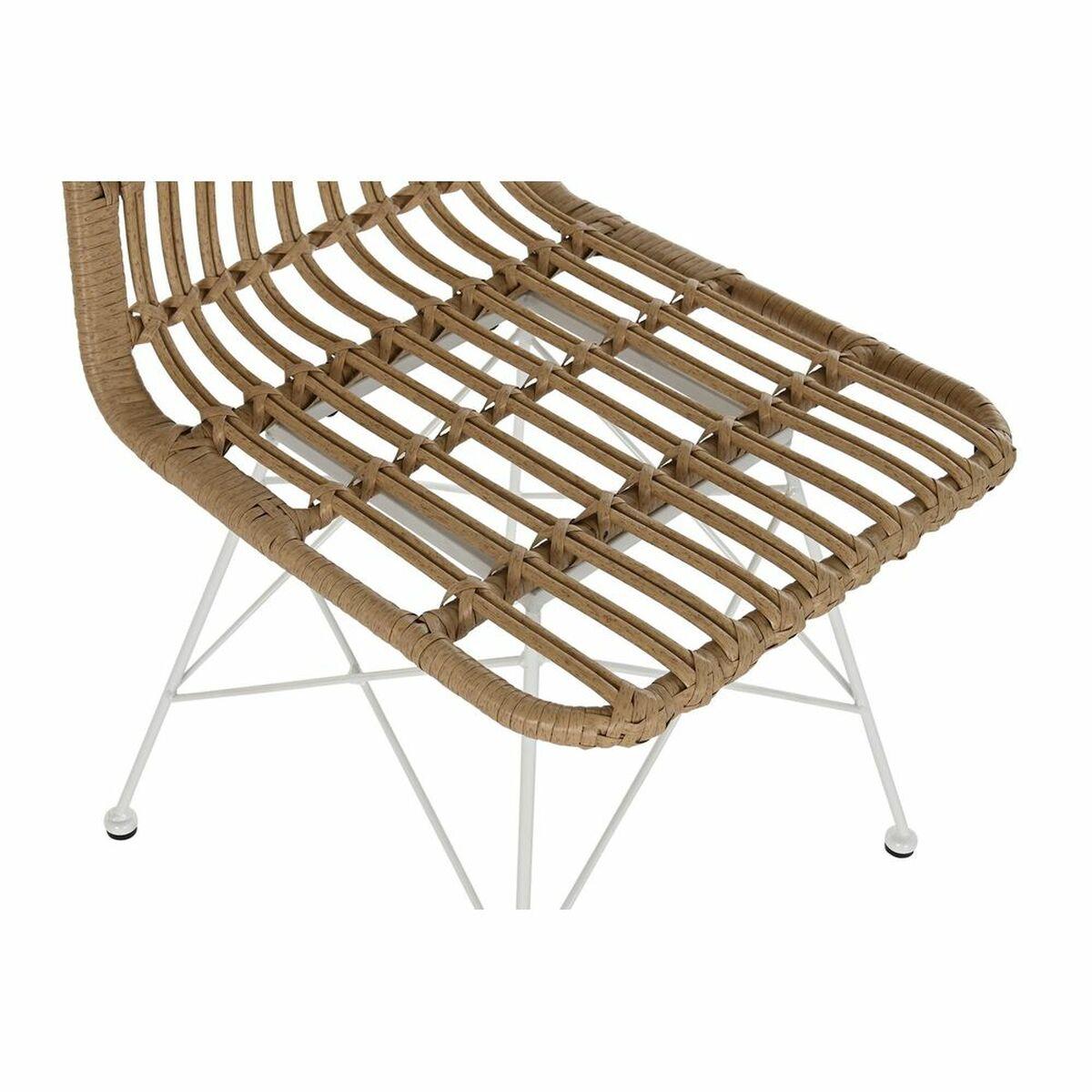 Silla de Jardín DKD Home Decor Marrón Metal ratán sintético Blanco (47 x 51 x 85 cm)