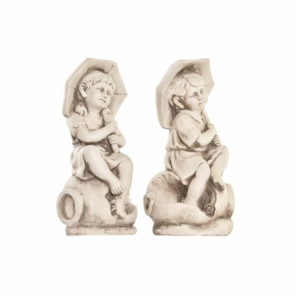 Figura Decorativa para Jardín DKD Home Decor Blanco 27 x 23 x 55 cm Niños Magnesio (2 Unidades) (27 x 23 x 55 cm)