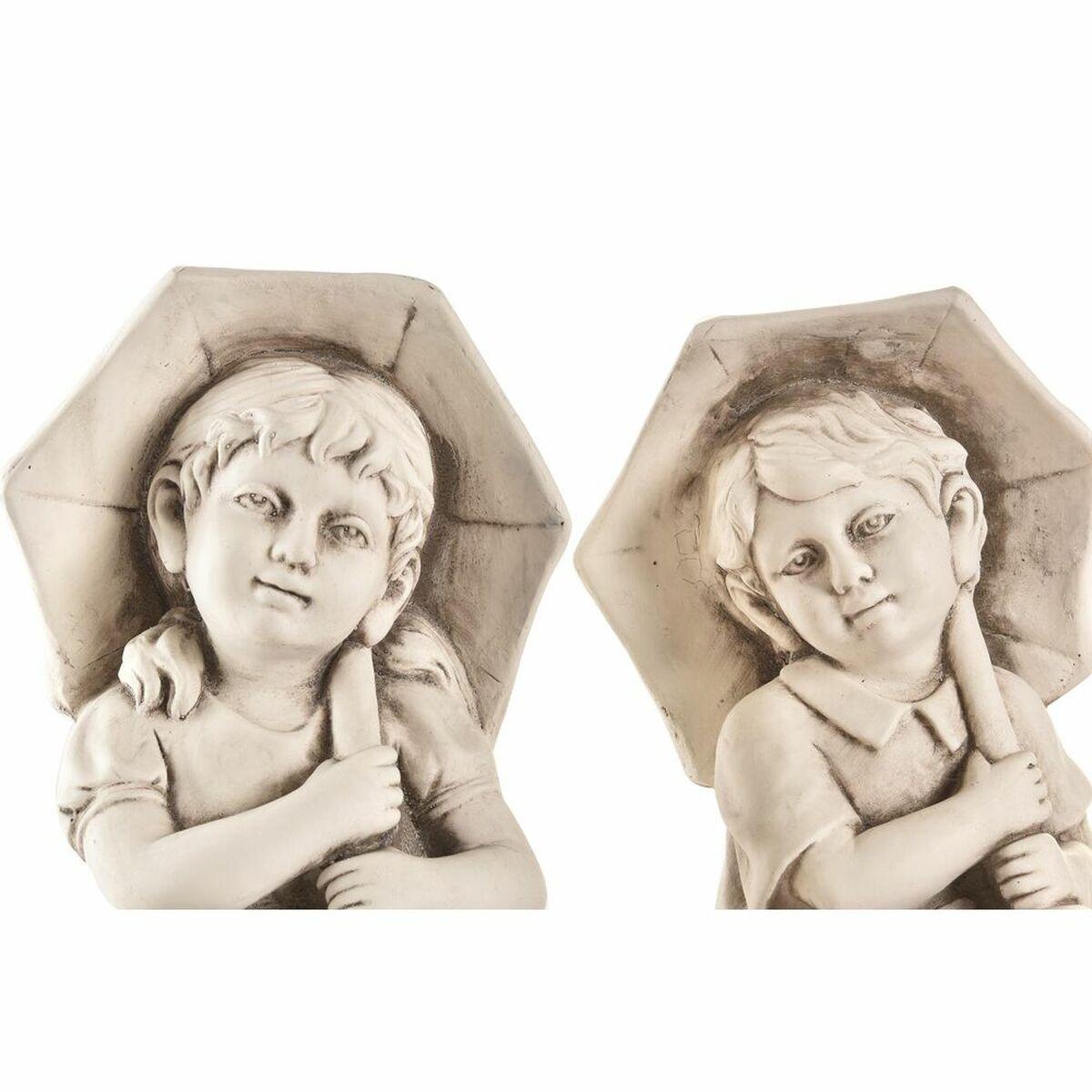 Figura Decorativa para Jardín DKD Home Decor Blanco 27 x 23 x 55 cm Niños Magnesio (2 Unidades) (27 x 23 x 55 cm)