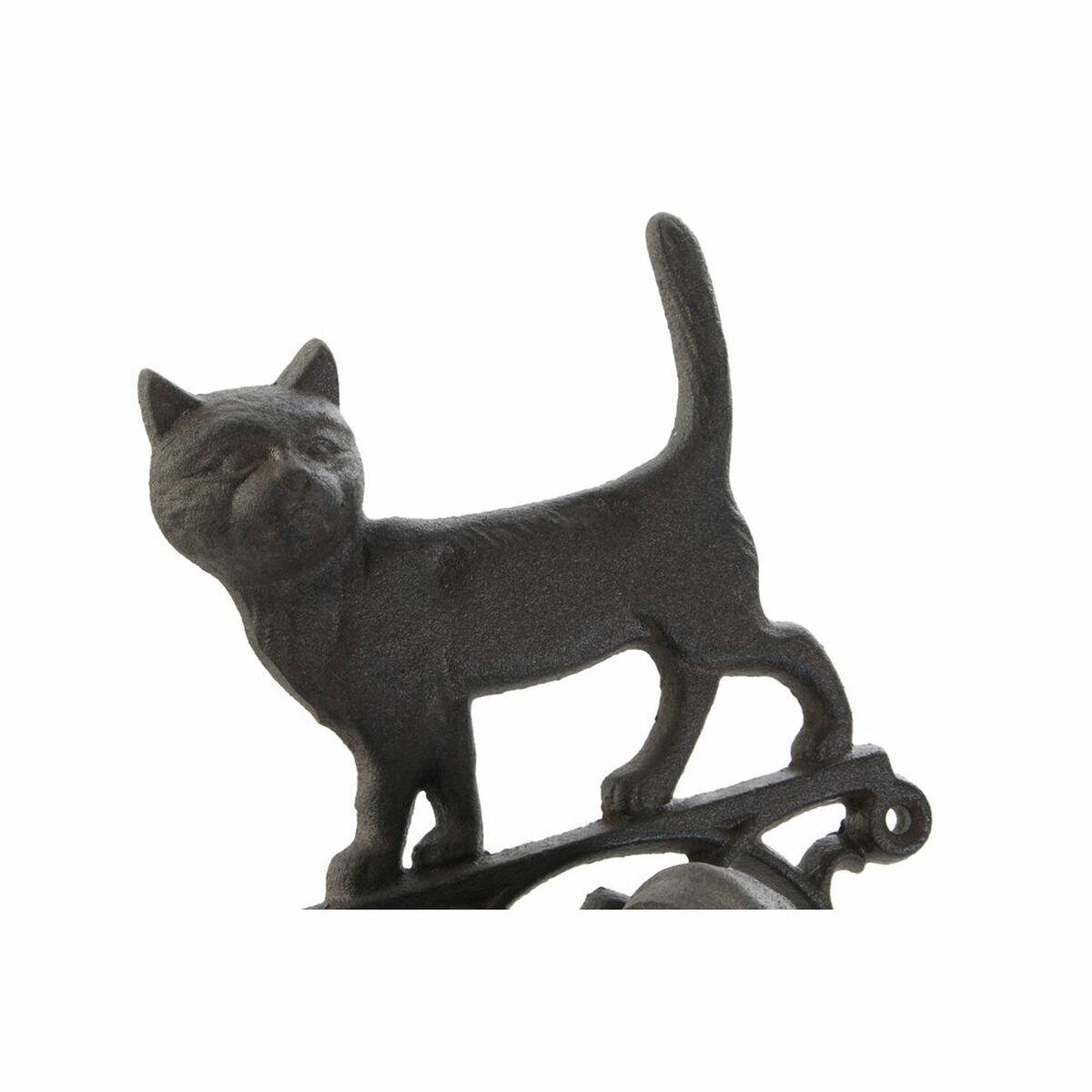 Campana decorativa DKD Home Decor Marrón Marrón oscuro Cuerda Hierro Gato Perro 14 x 15 x 24 cm (2 Unidades)