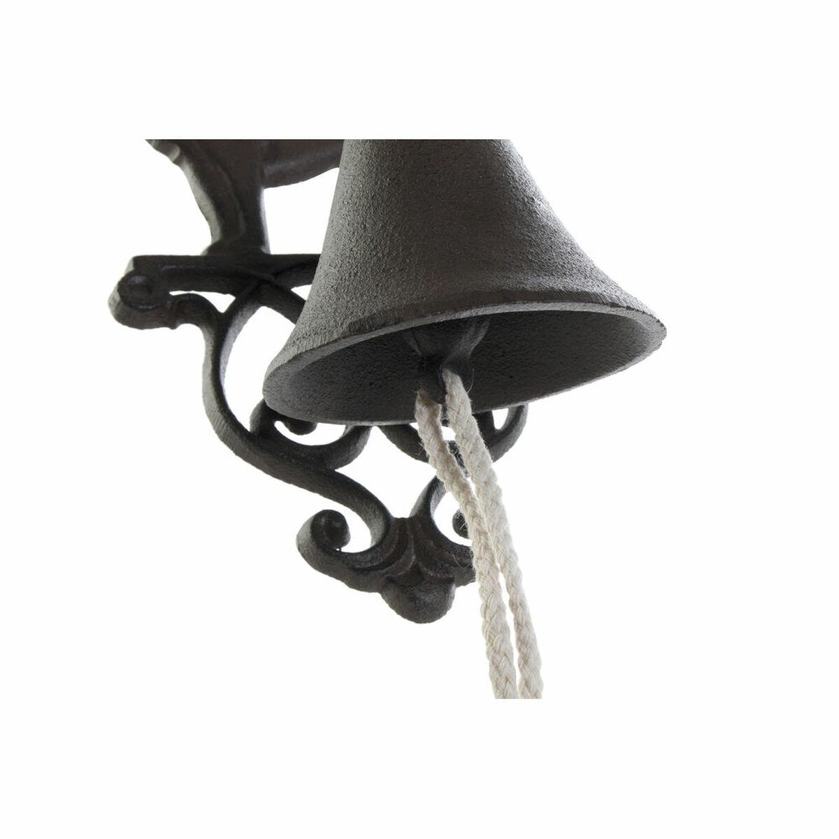 Campana decorativa DKD Home Decor Marrón Marrón oscuro Cuerda Hierro Gato Perro 14 x 15 x 24 cm (2 Unidades)