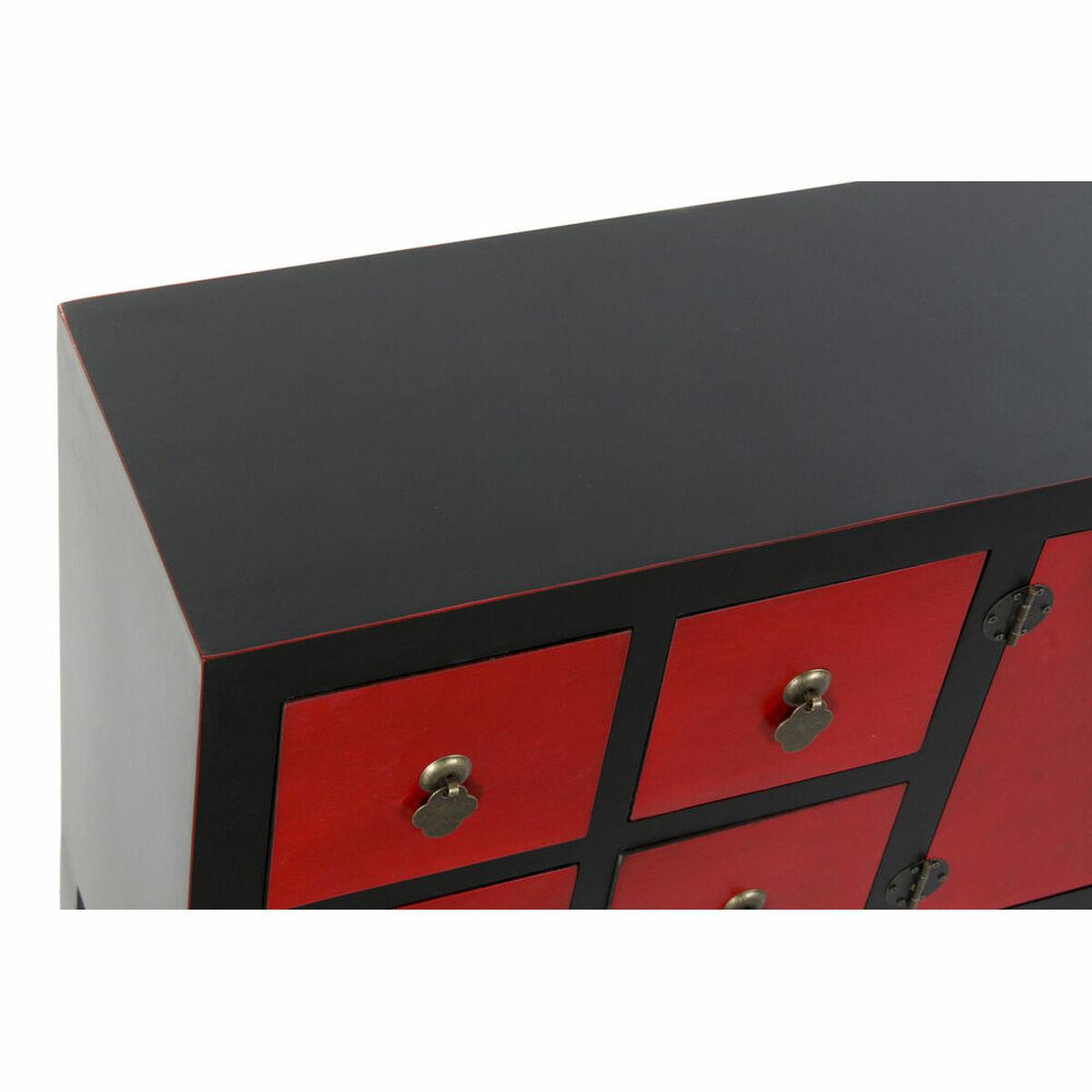 Mueble de TV DKD Home Decor Rojo Negro Abeto Madera MDF 130 x 25 x 50,5 cm