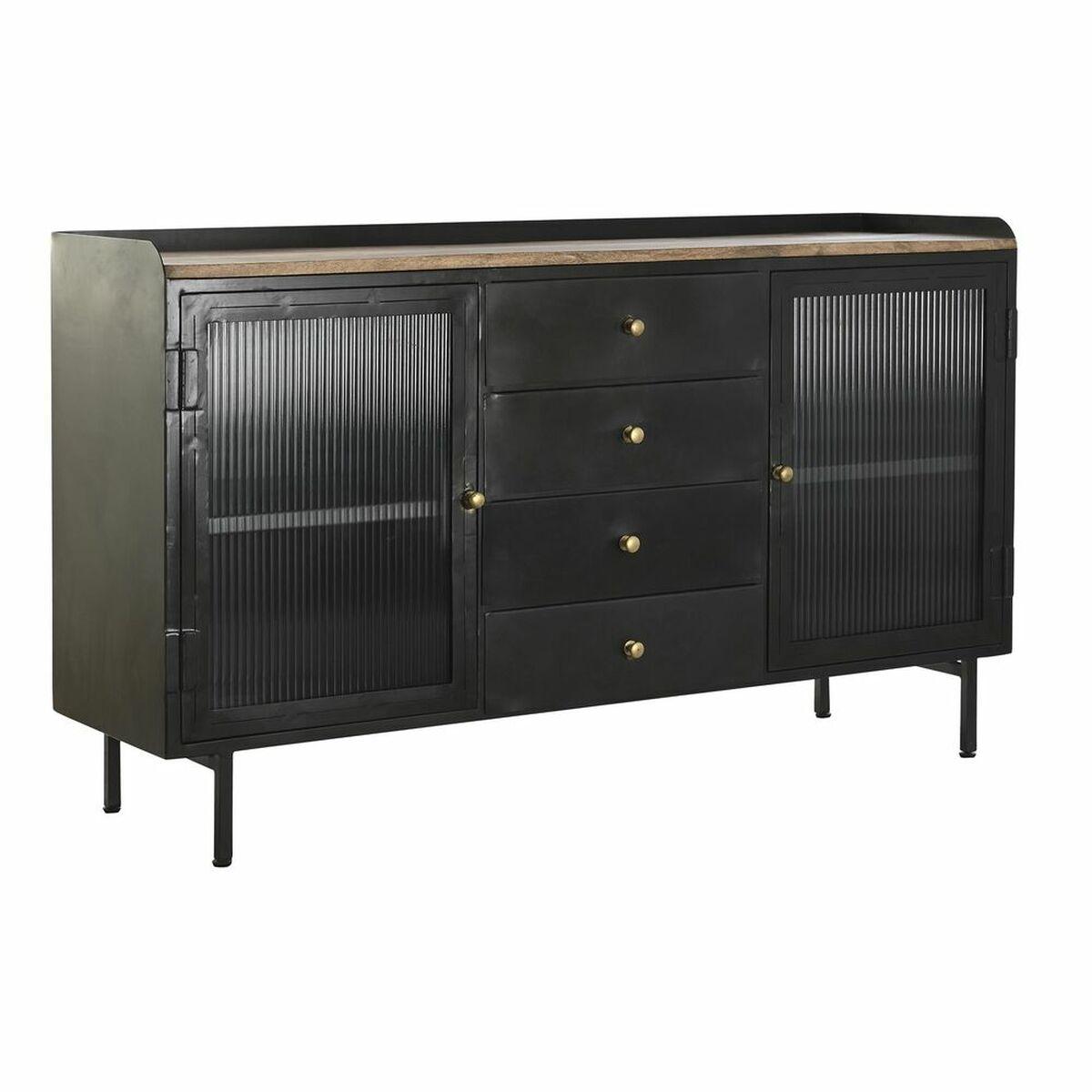 Aparador DKD Home Decor Natural Negro Dorado Metal Madera de mango (145 x 40 x 85 cm)