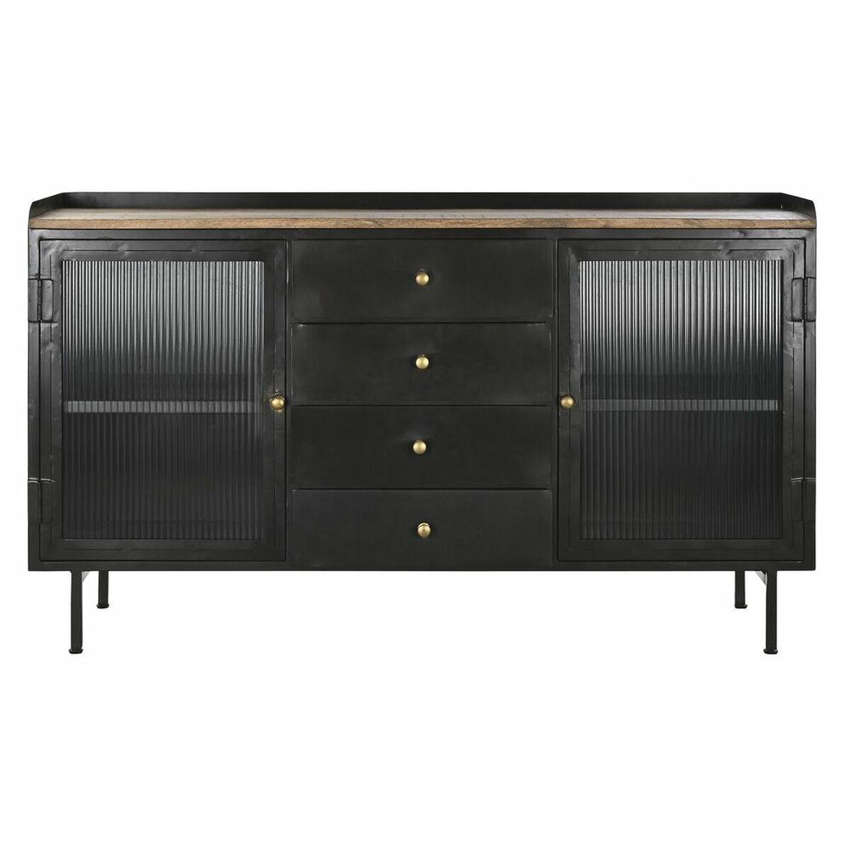 Aparador DKD Home Decor Natural Negro Dorado Metal Madera de mango (145 x 40 x 85 cm)