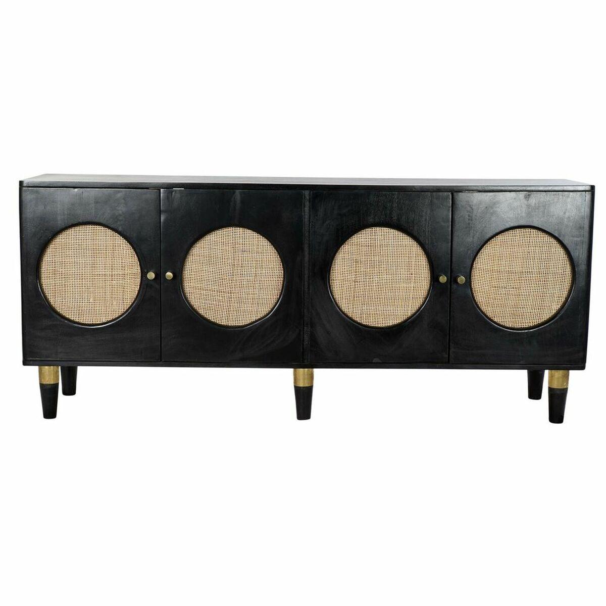 Aparador DKD Home Decor Negro Natural Ratán Madera de mango (150 x 40 x 65 cm)
