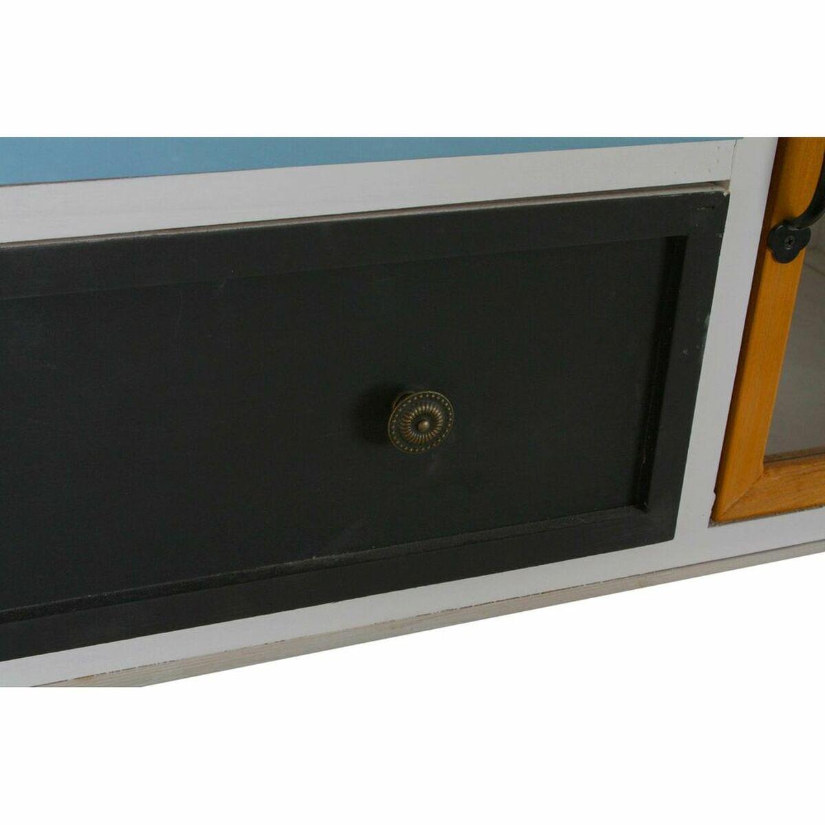 Aparador DKD Home Decor 103 x 36 x 83 cm Cristal Negro Madera Blanco Amarillo Azul cielo
