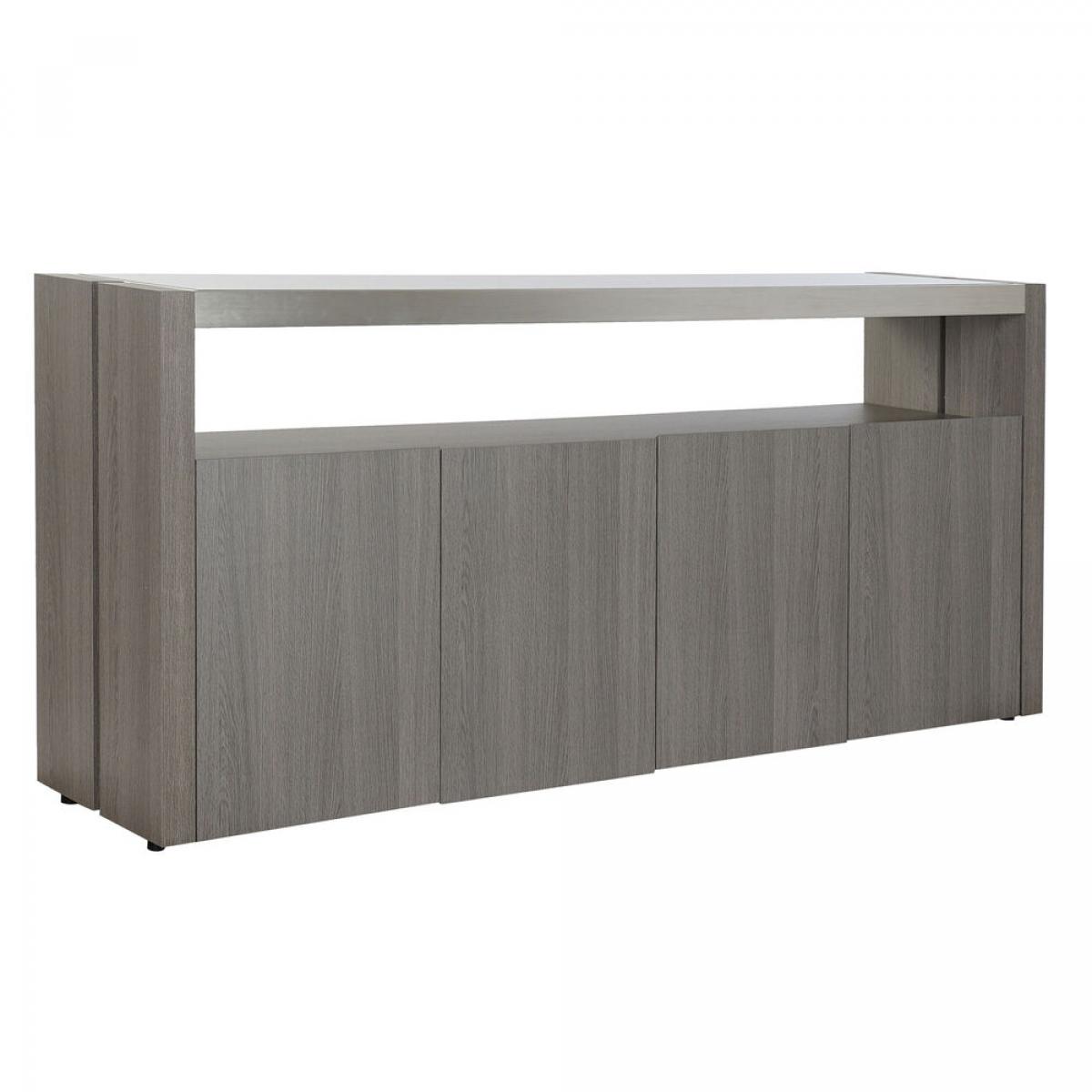 Aparador DKD Home Decor Cristal Gris Aluminio Roble Cristal Templado (165 x 39 x 76 cm)