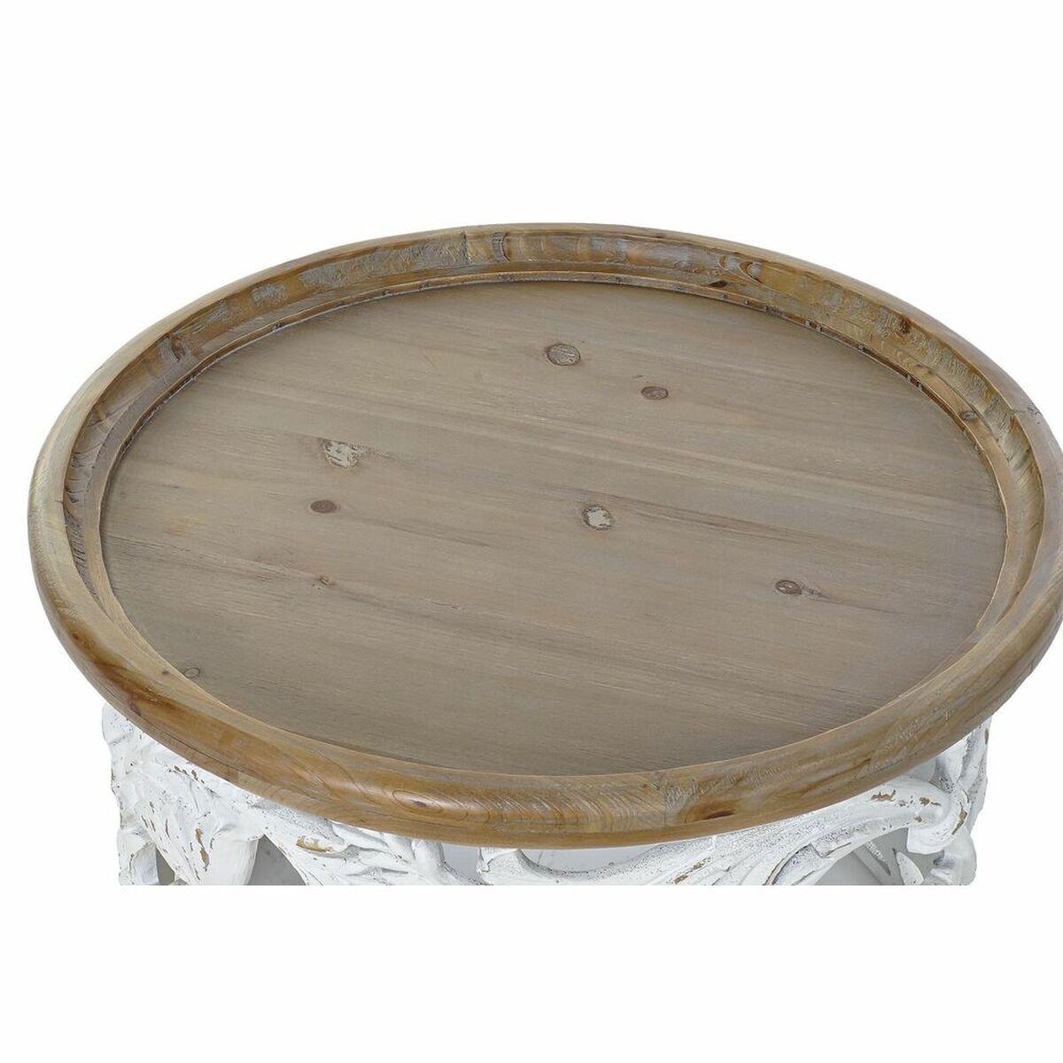 Mesa auxiliar DKD Home Decor Abeto Natural MDF Blanco Oriental (63 x 63 x 45 cm)