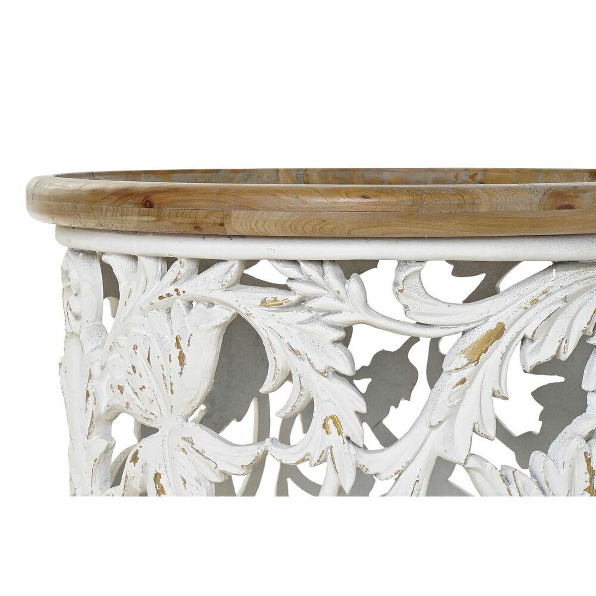 Mesa auxiliar DKD Home Decor Abeto Natural MDF Blanco Oriental (63 x 63 x 45 cm)
