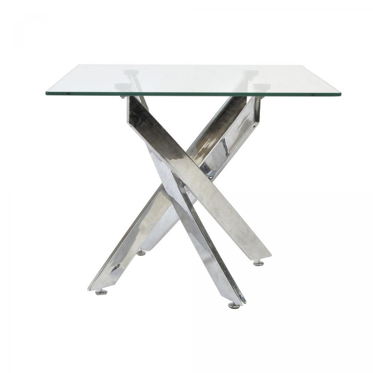 Mesa auxiliar DKD Home Decor Cristal Plateado Metal Transparente